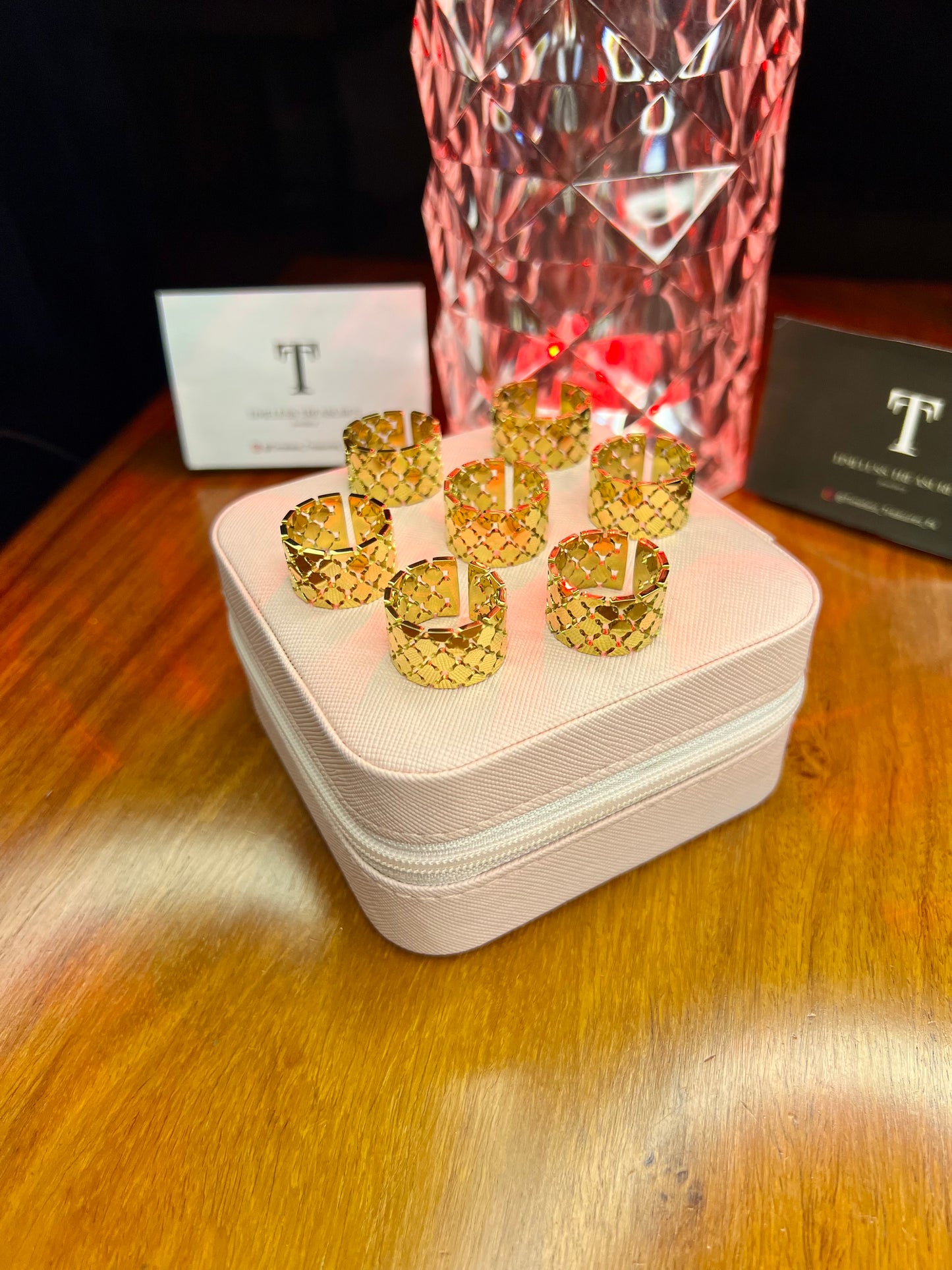 Premium Quality Stainless Steel 18k Honey Comb Luxury Ring