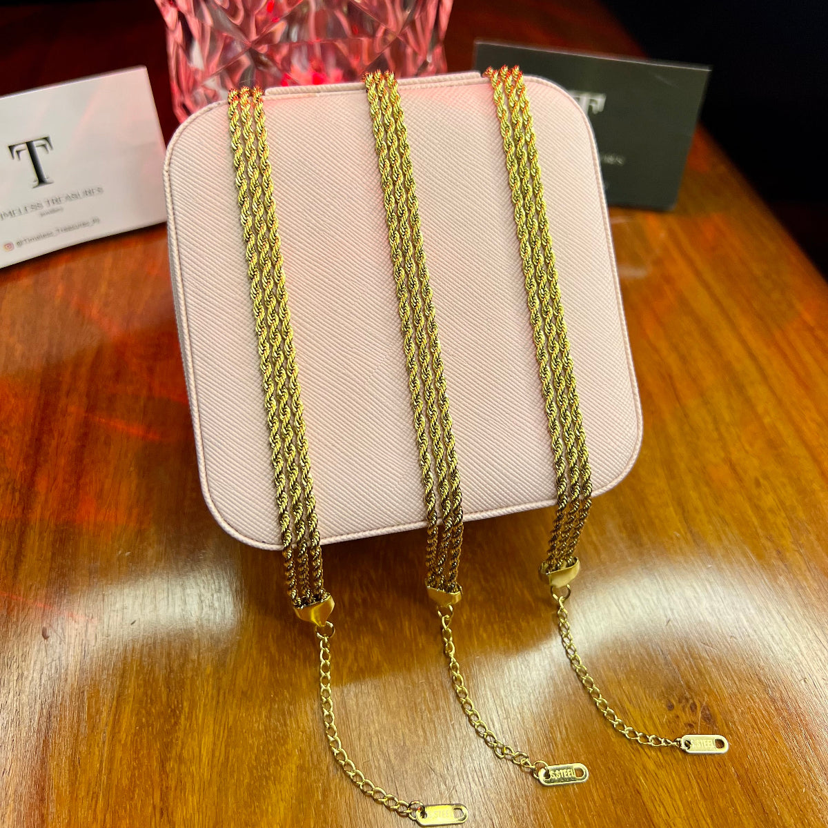 Premium Quality Stainless Steel 18k Triple Rope Chain Bracelet