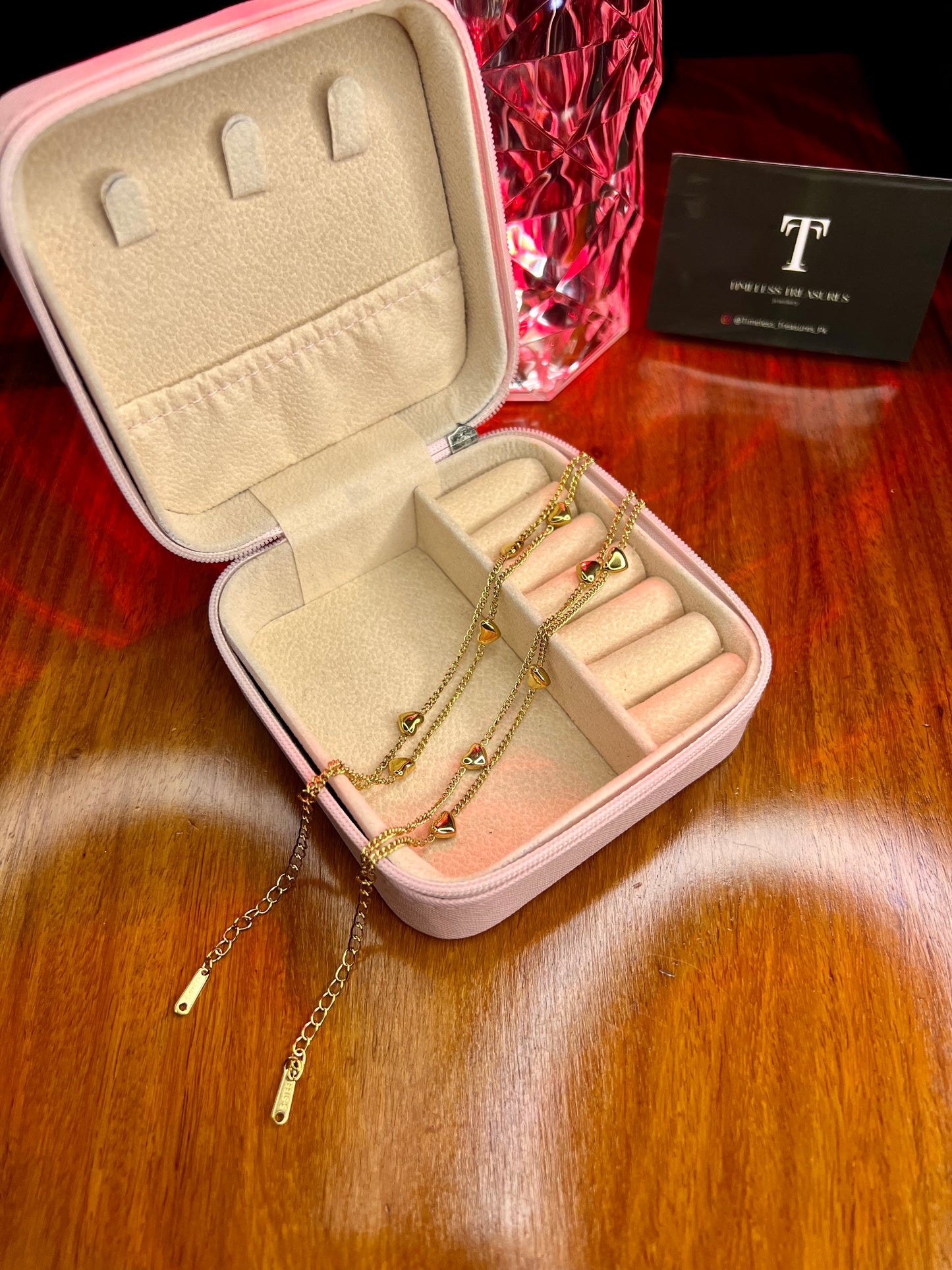 Premium Quality Stainless Steel 18k Double Chain Golden Heart Bracelet