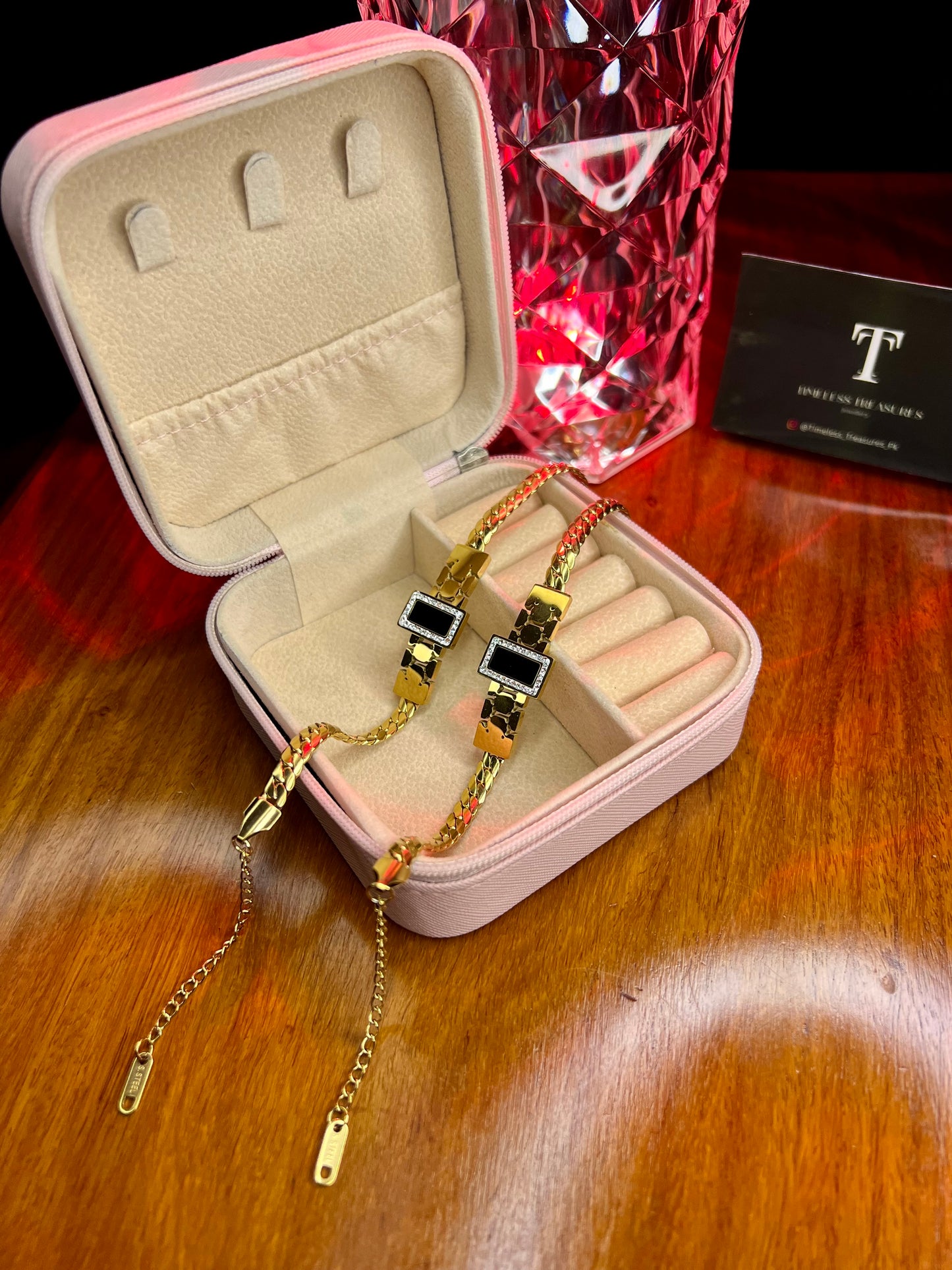 Premium Quality Stainless Steel 18k Black Tag Hexagon Bracelet