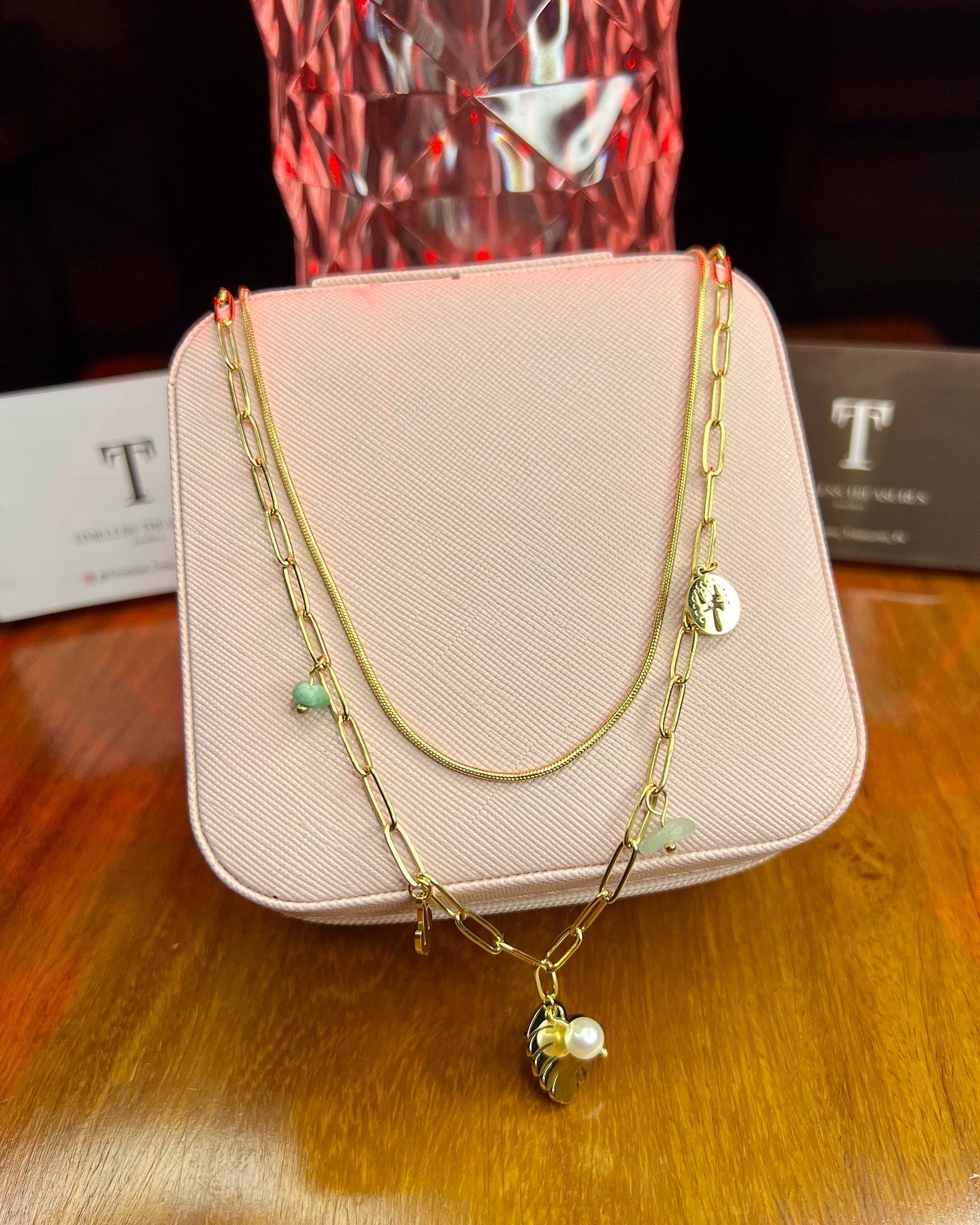 Premium Quality Stainless Steel 18k Double Chain Luxury Necklace