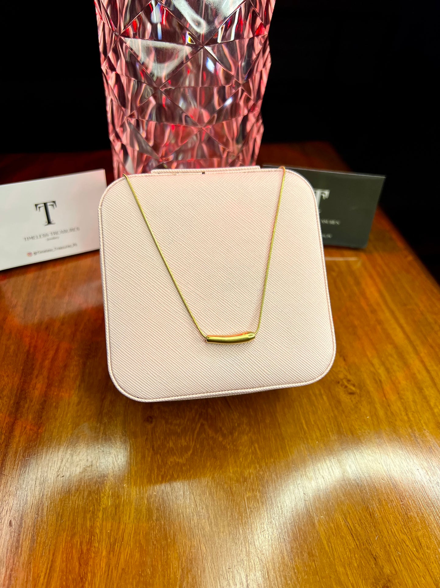 Premium Quality Stainless Steel 18k Gold Bar Clavicle Chain Necklace