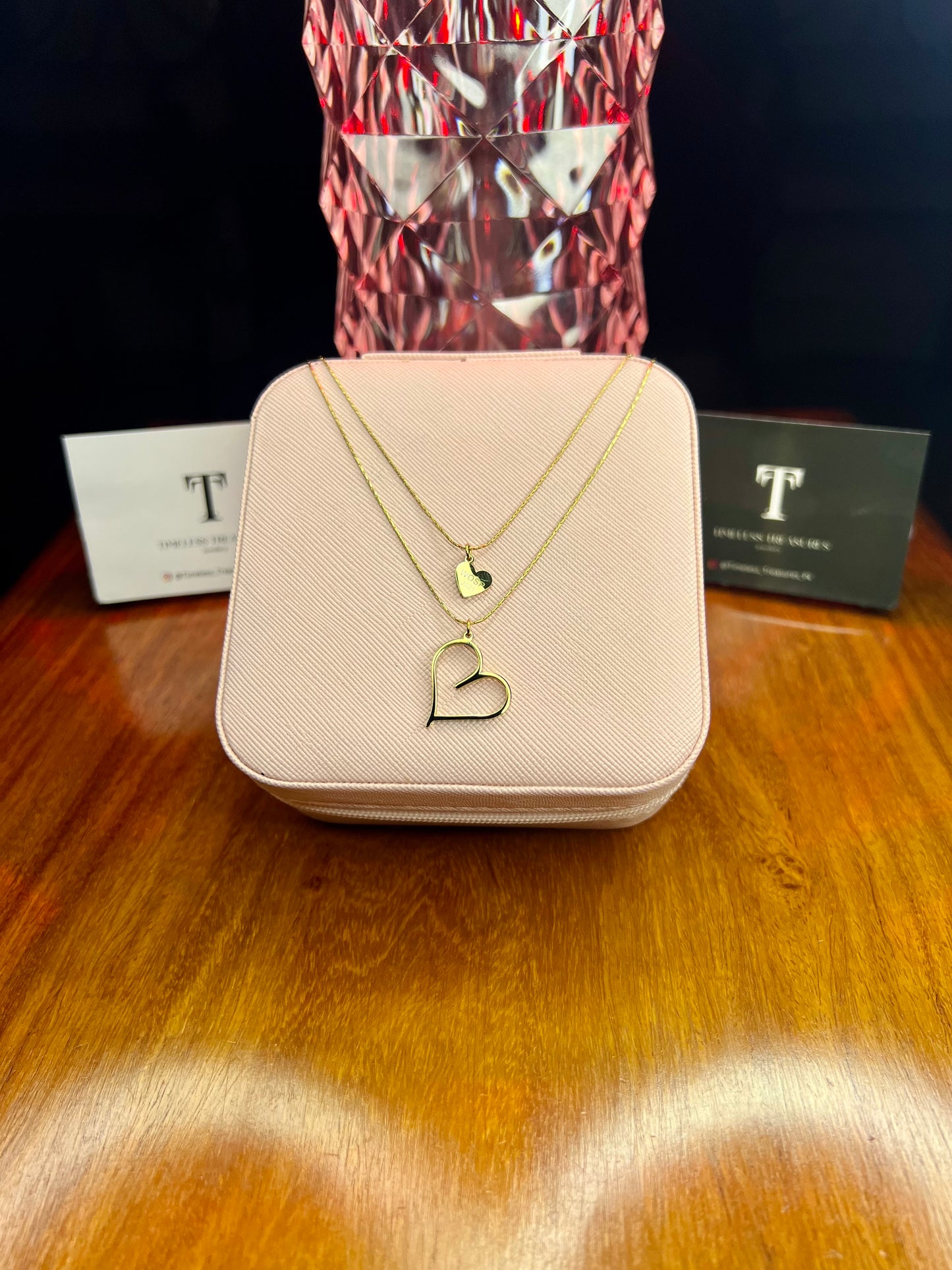 Premium Quality Stainless Steel 18k Double Layered Heart Necklace