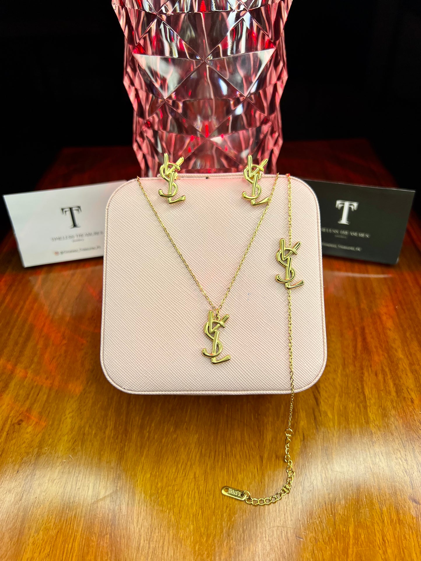 Premium Quality Stainless Steel 18k YSL 3pc Complete Set
