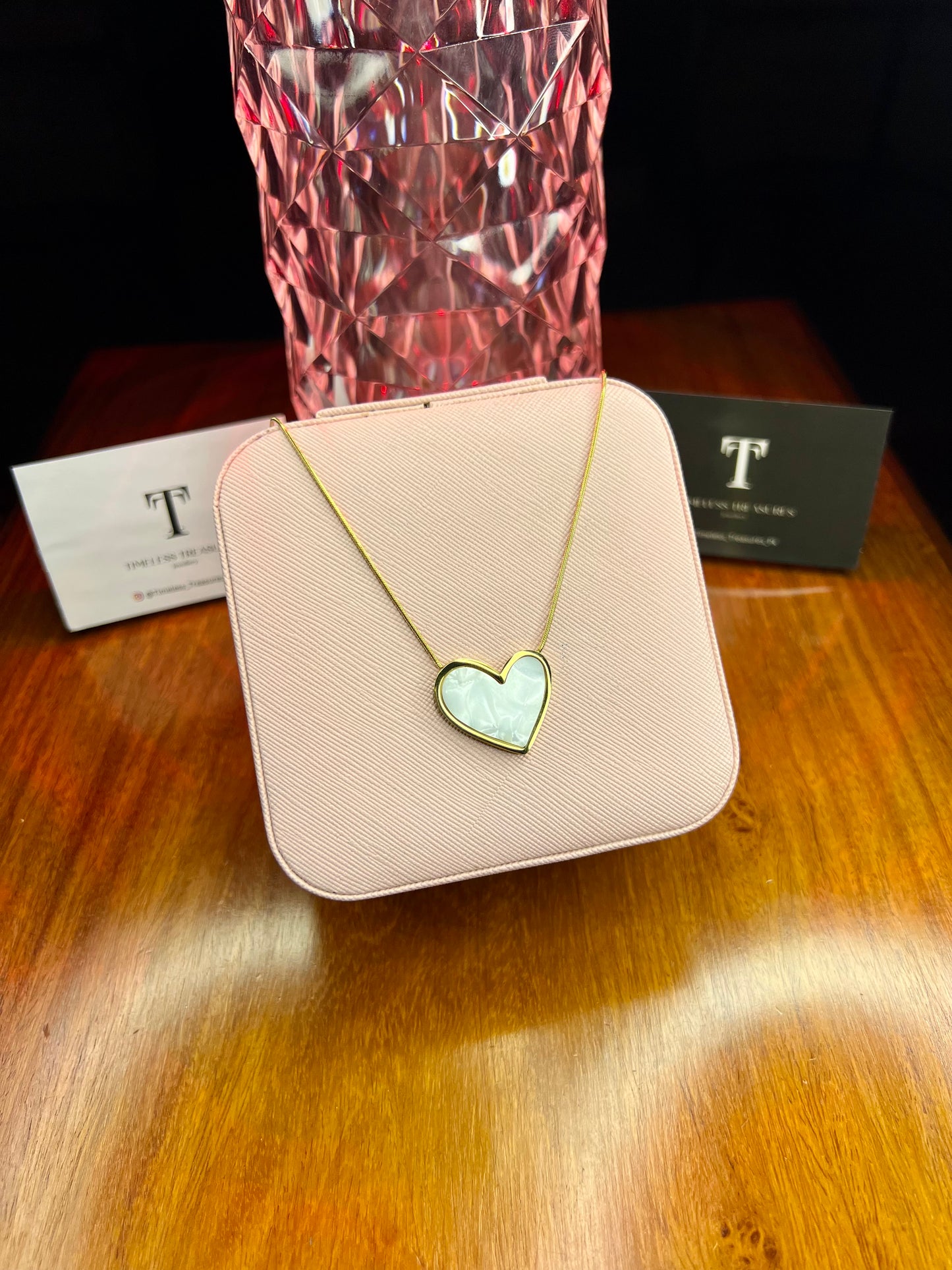 Premium Quality Stainless Steel 18k White Heart Necklace