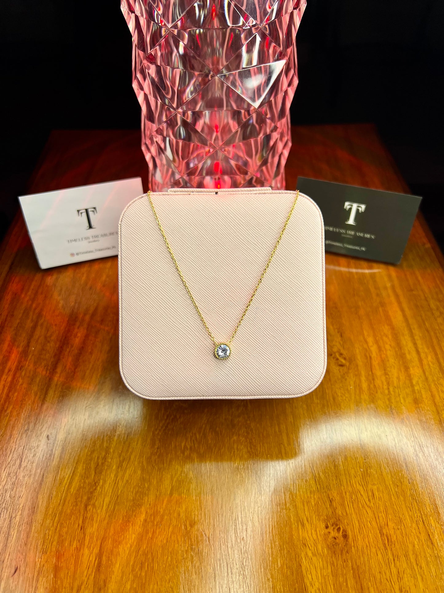Premium Quality Stainless Steel 18k White Stone Necklace