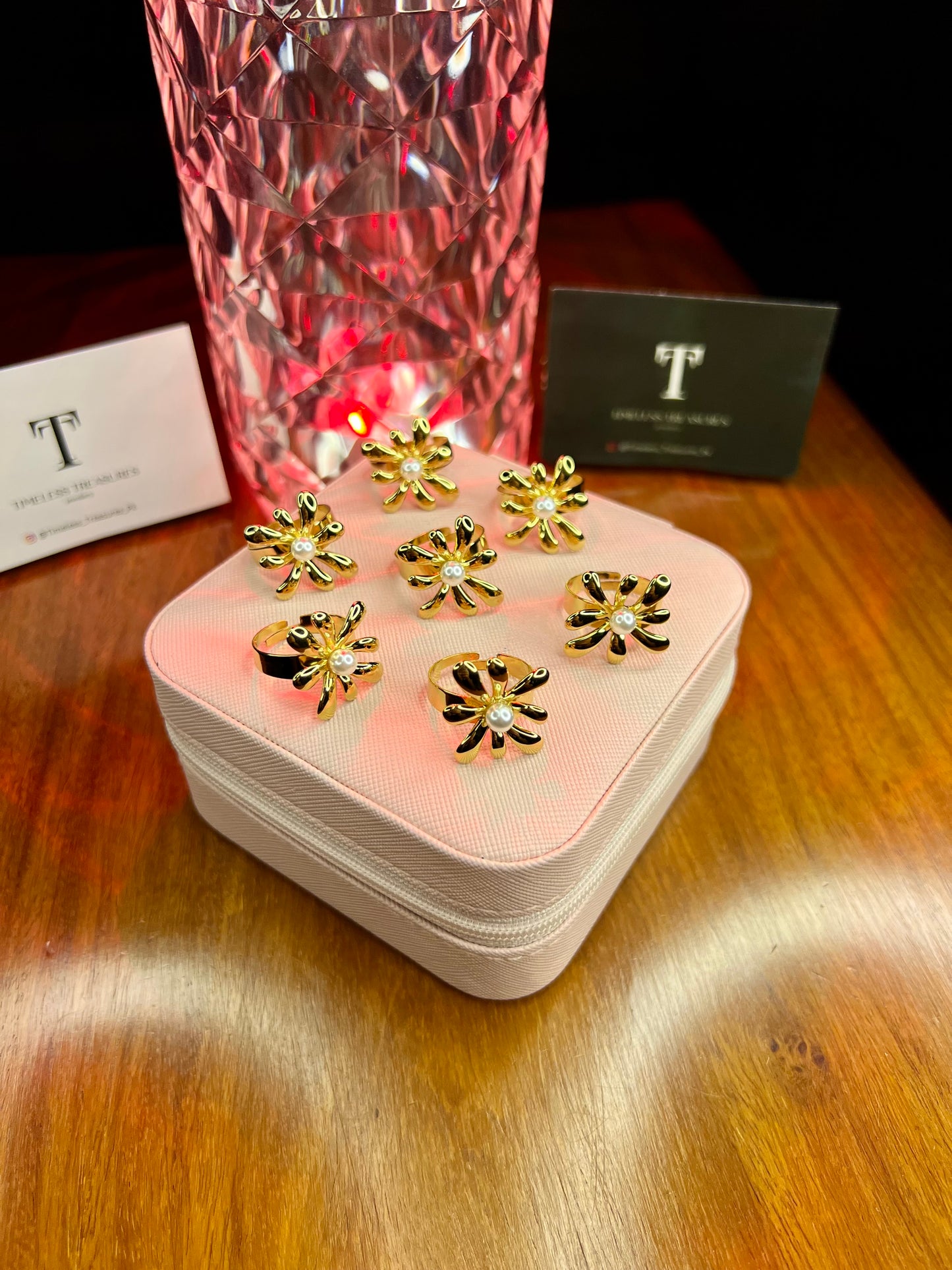 Premium Quality Stainless Steel 18k Pearl Flower Ring