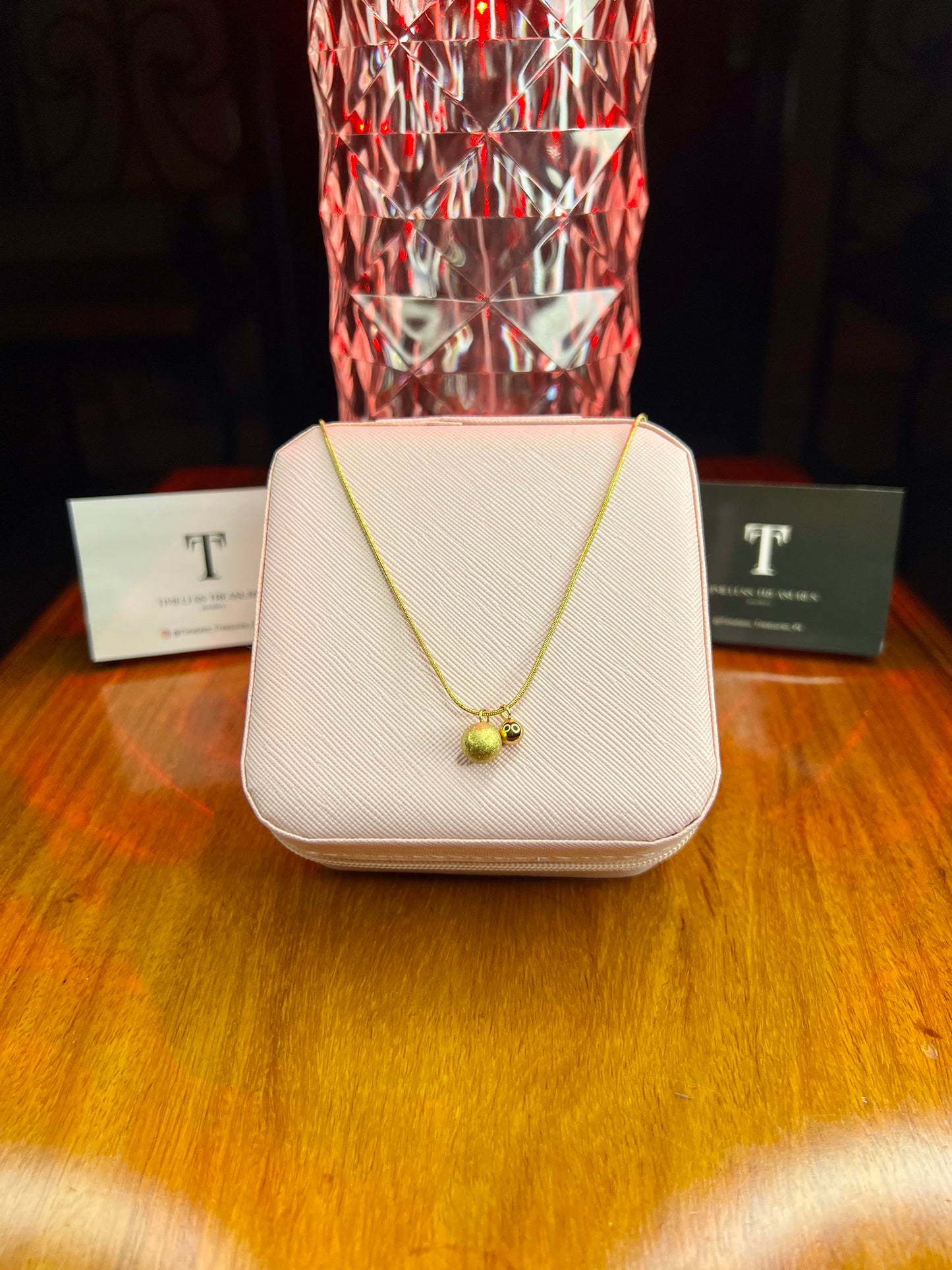 Premium Quality Stainless Steel 18k Duo Ball Necklace