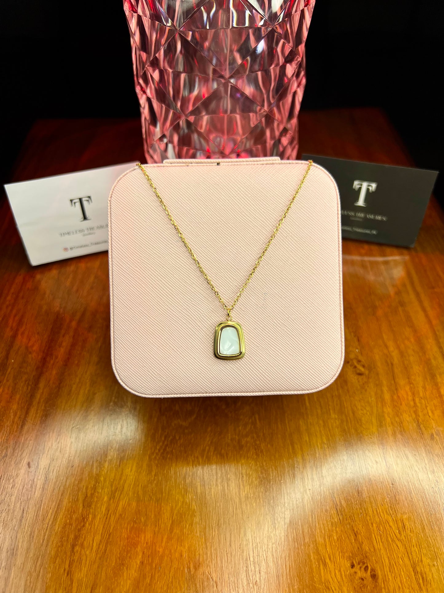 Premium Quality Stainless Steel 18k White Dial Necklace