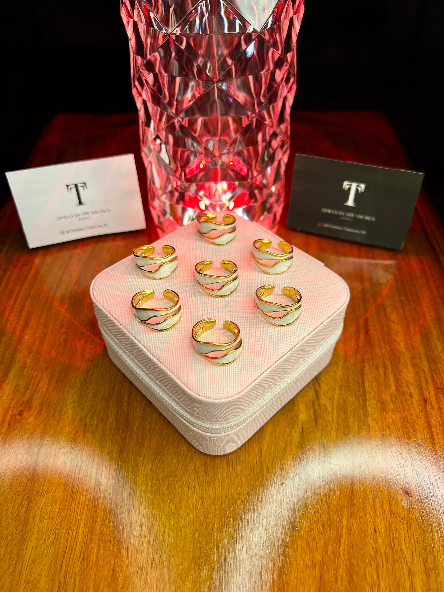 Premium Quality Stainless Steel 18k Crescent Flow Ring