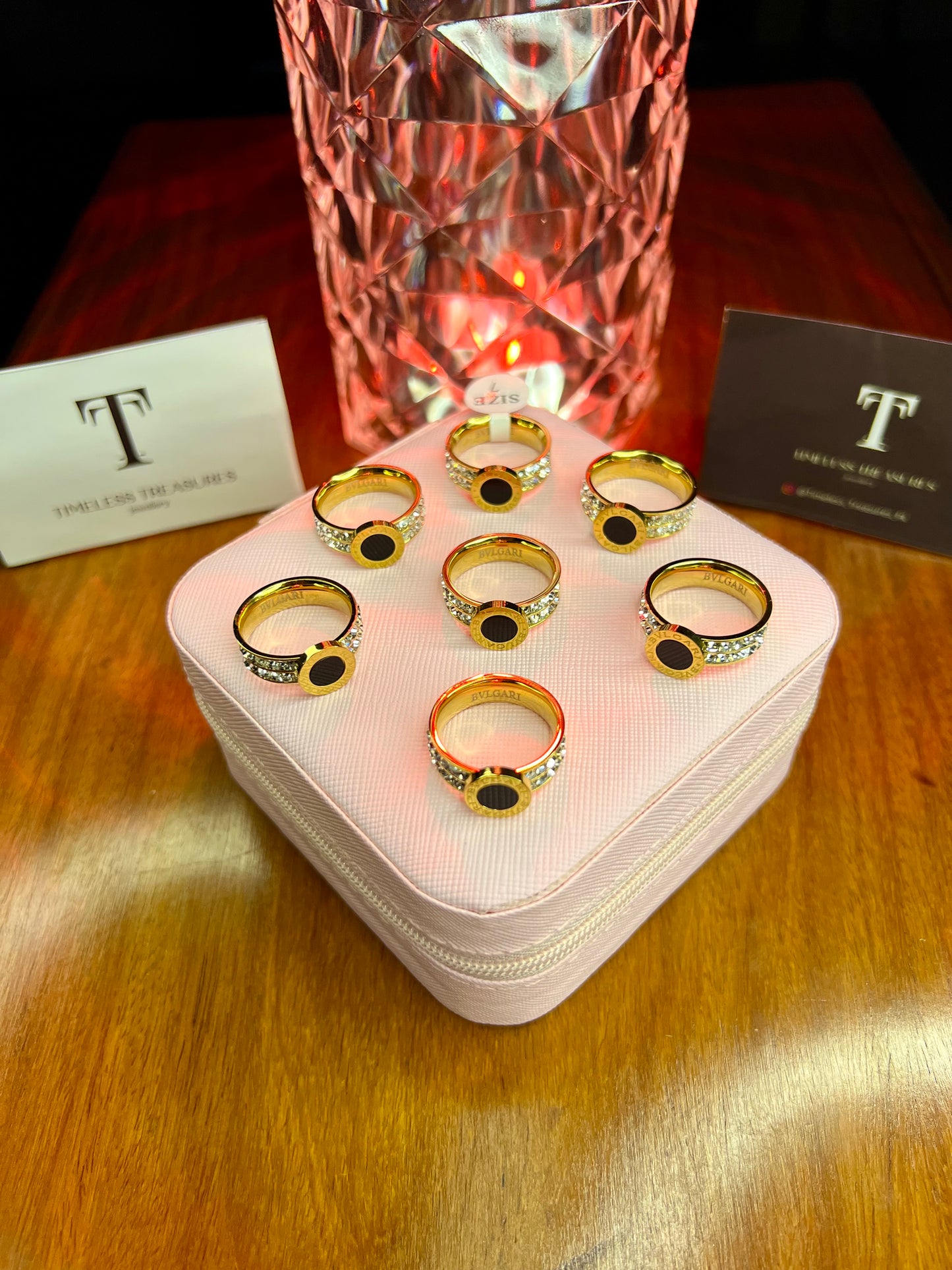 Premium Quality Stainless Steel 18k Roman Stone Ring