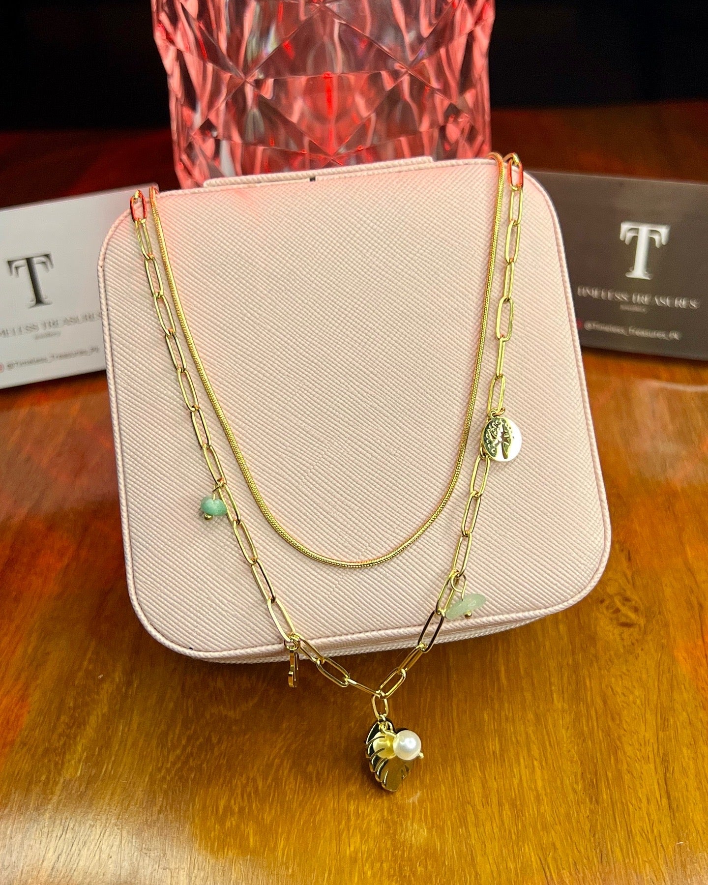 Premium Quality Stainless Steel 18k Double Chain Luxury Necklace