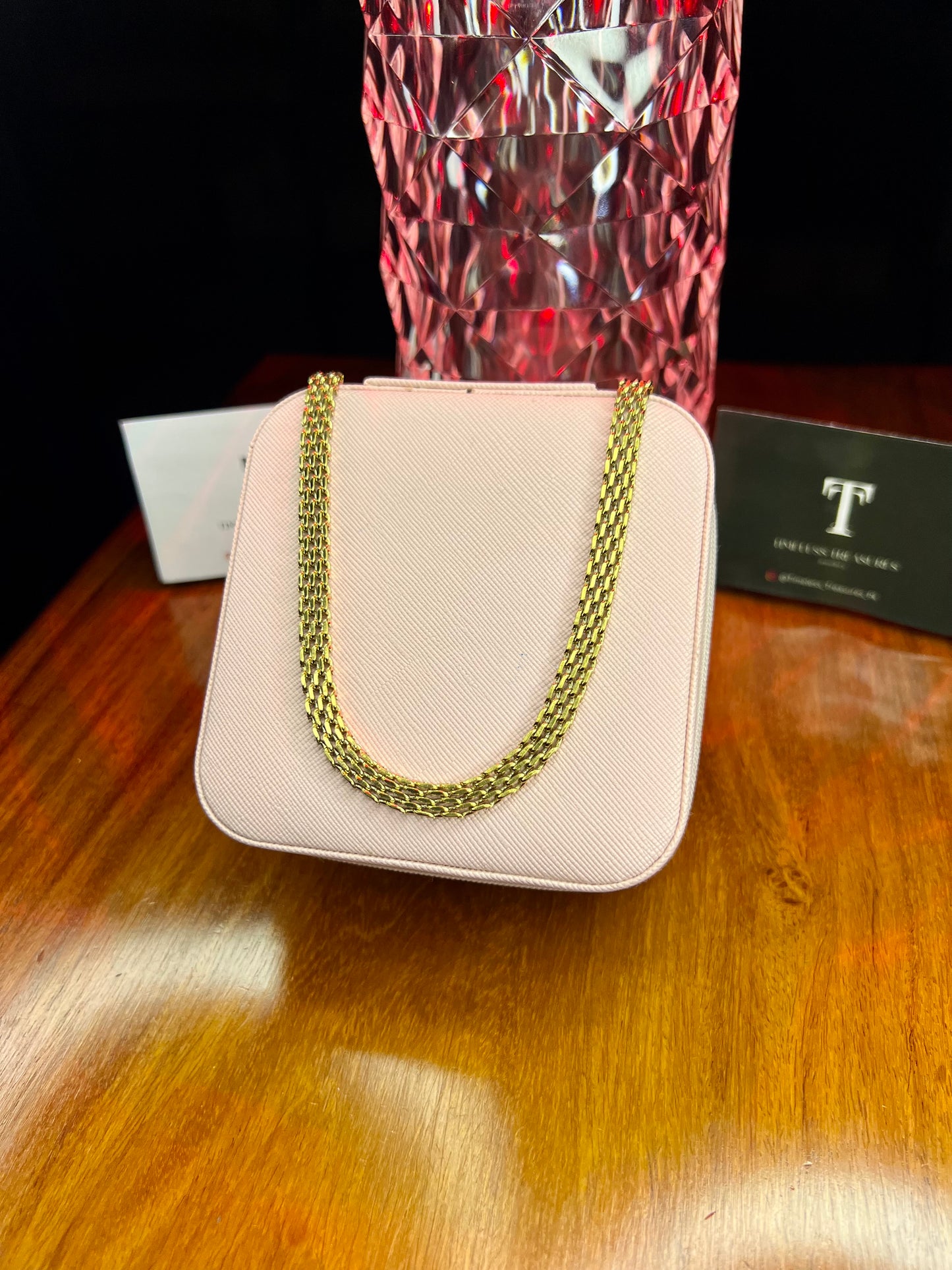 Premium Quality Stainless Steel 18k Mesh Chain Sleek Necklace