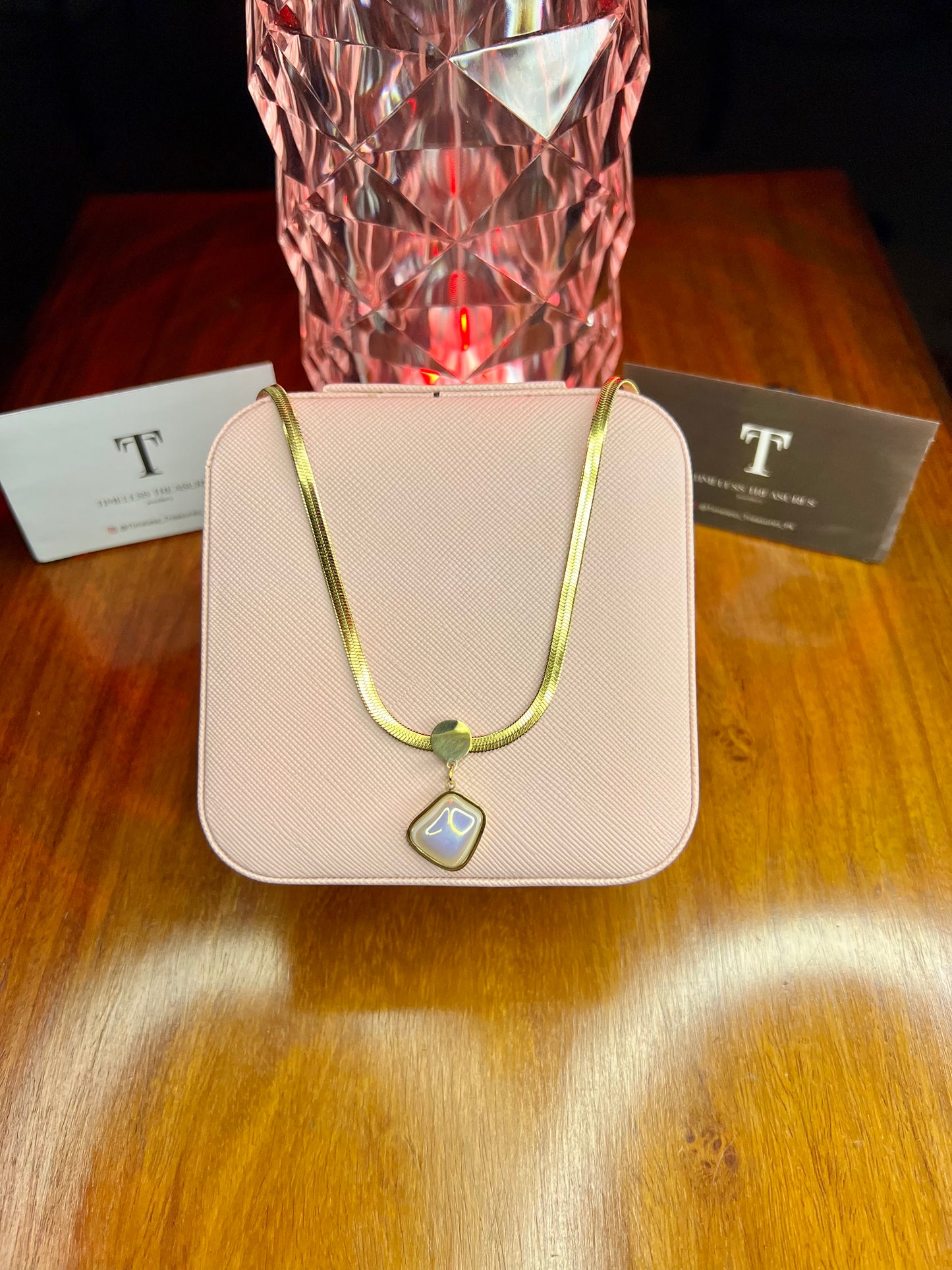 Premium Quality Stainless Steel 18k Snake Chain Pearl Necklace
