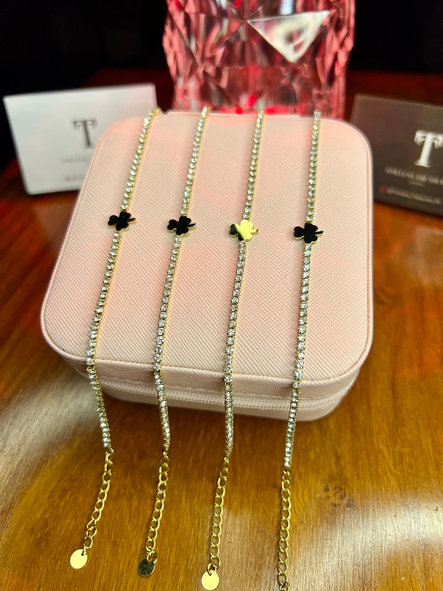 Premium Quality Stainless Steel 18k High Quality Stone Anklet + Bracelet