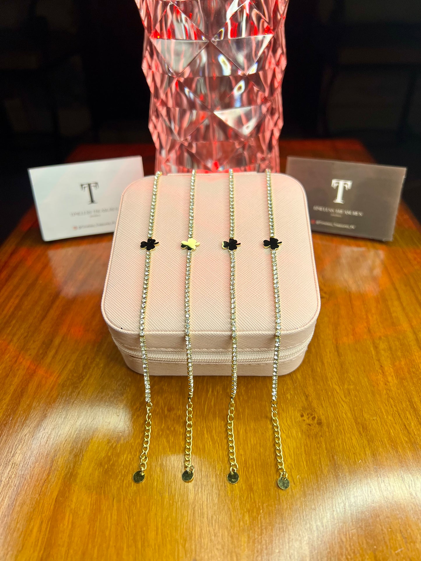 Premium Quality Stainless Steel 18k High Quality Stone Anklet + Bracelet