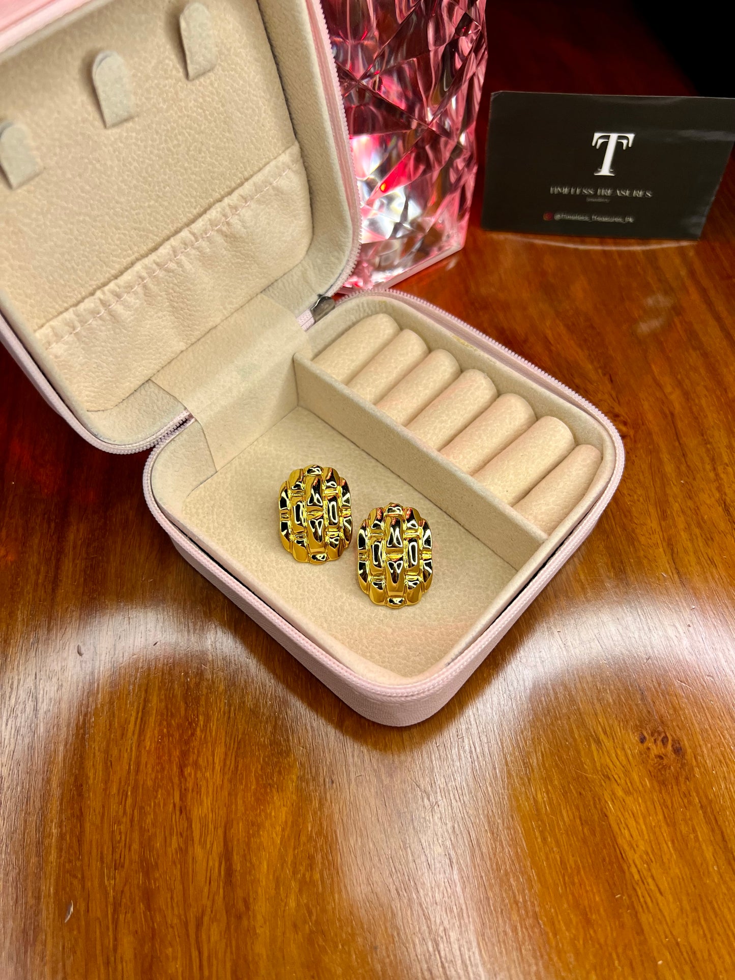 Premium Quality Stainless Steel 18k Golden Weave Earrings