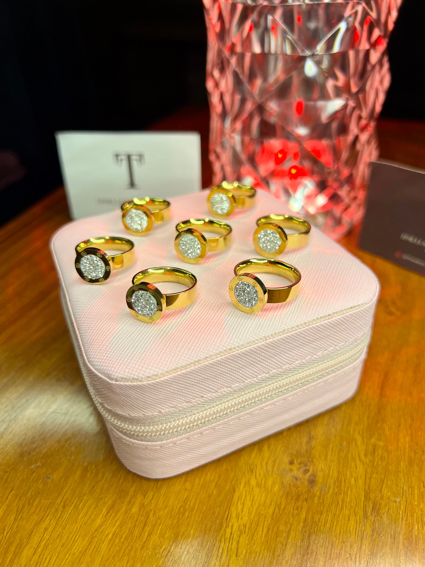 Premium Quality Stainless Steel 18k Diamantés Gold Ring