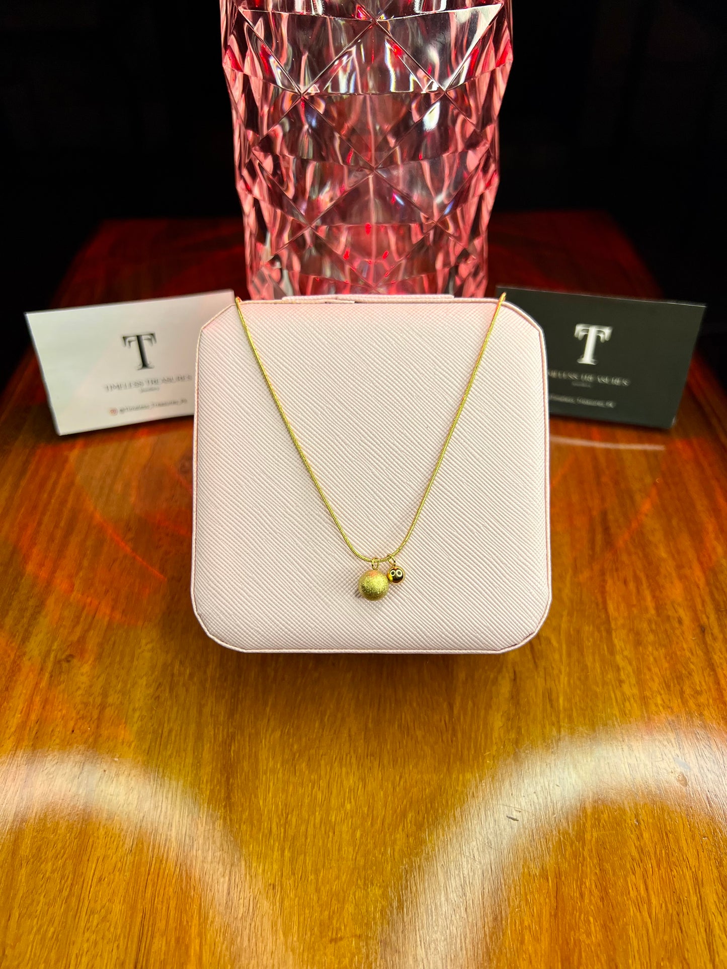 Premium Quality Stainless Steel 18k Duo Ball Necklace