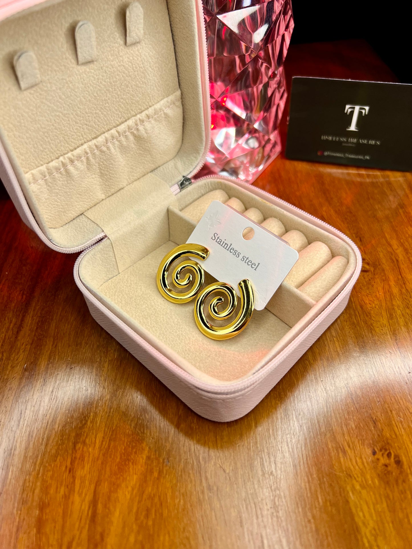 Premium Quality Stainless Steel 18k Vortex Swirl Earrings
