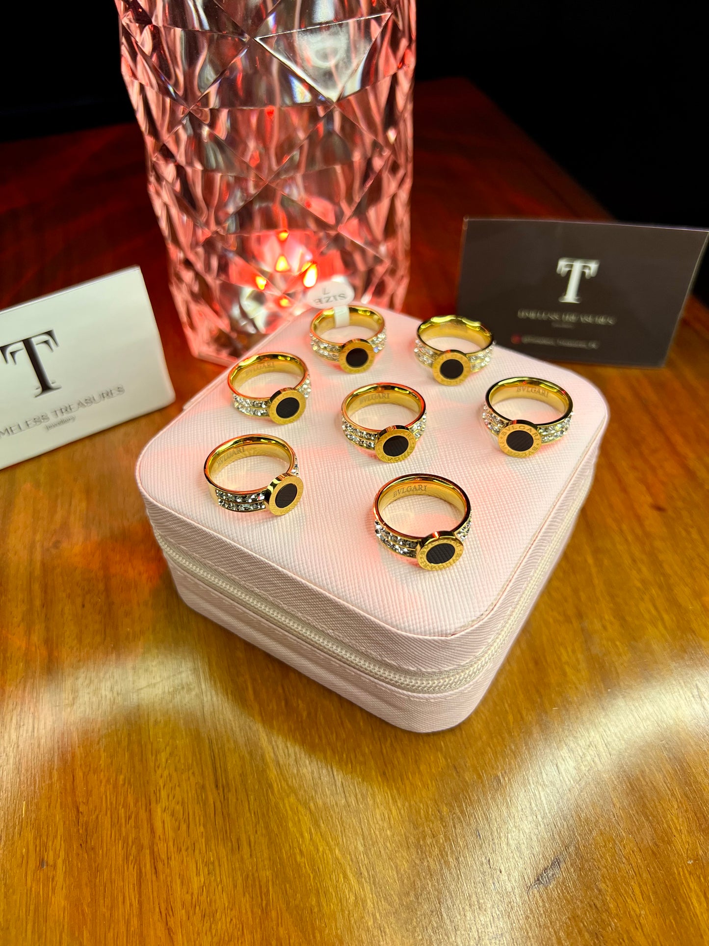 Premium Quality Stainless Steel 18k Roman Stone Ring