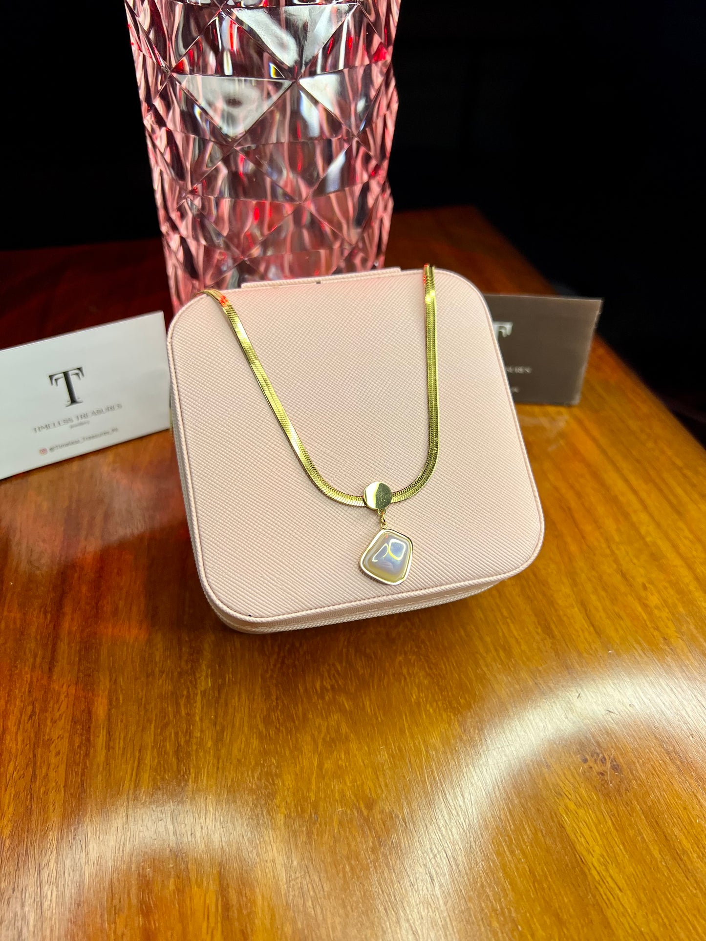 Premium Quality Stainless Steel 18k Snake Chain Pearl Necklace