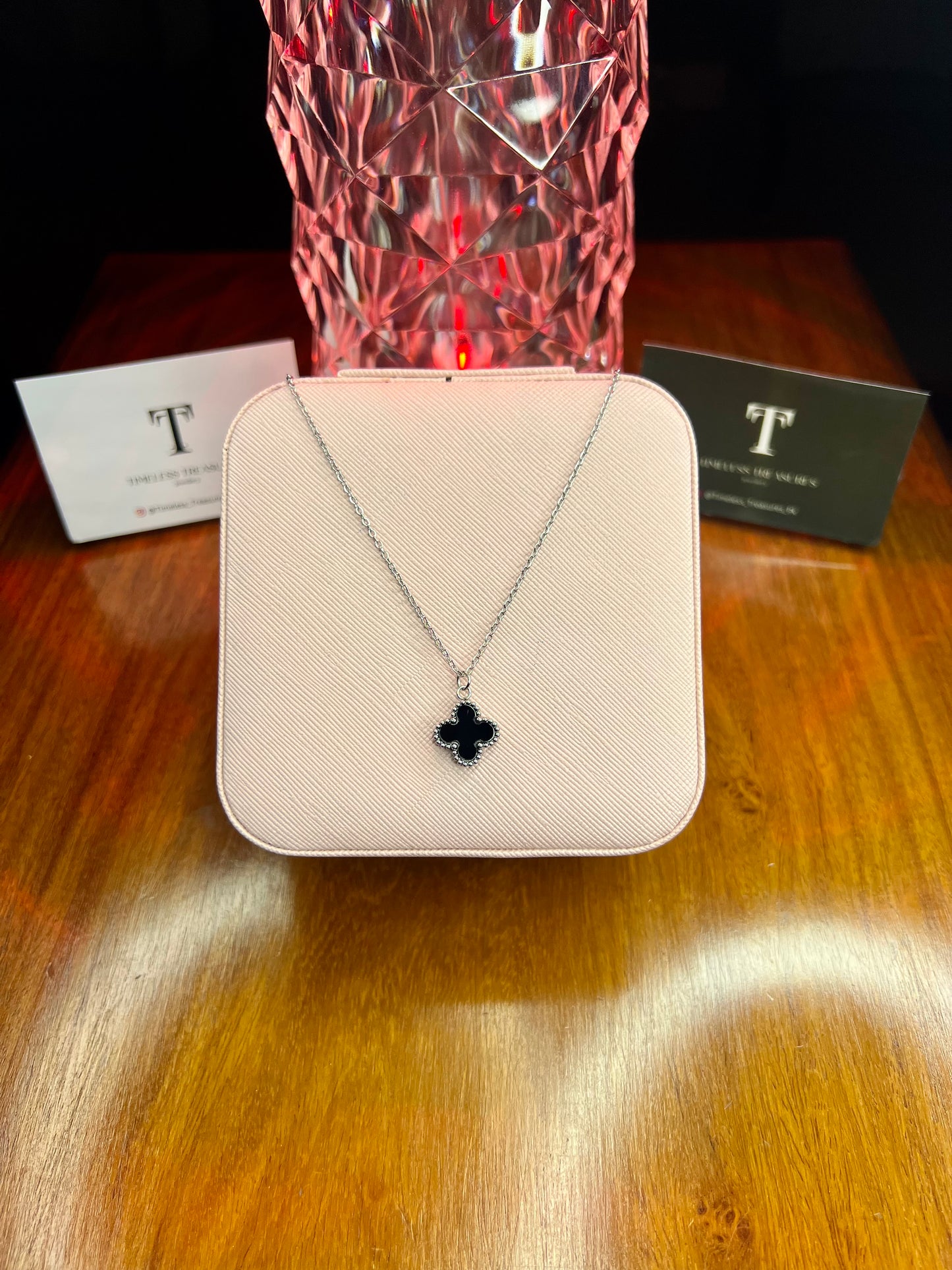 Premium Quality Stainless Steel 18k Silver Chain Clover Bracelet