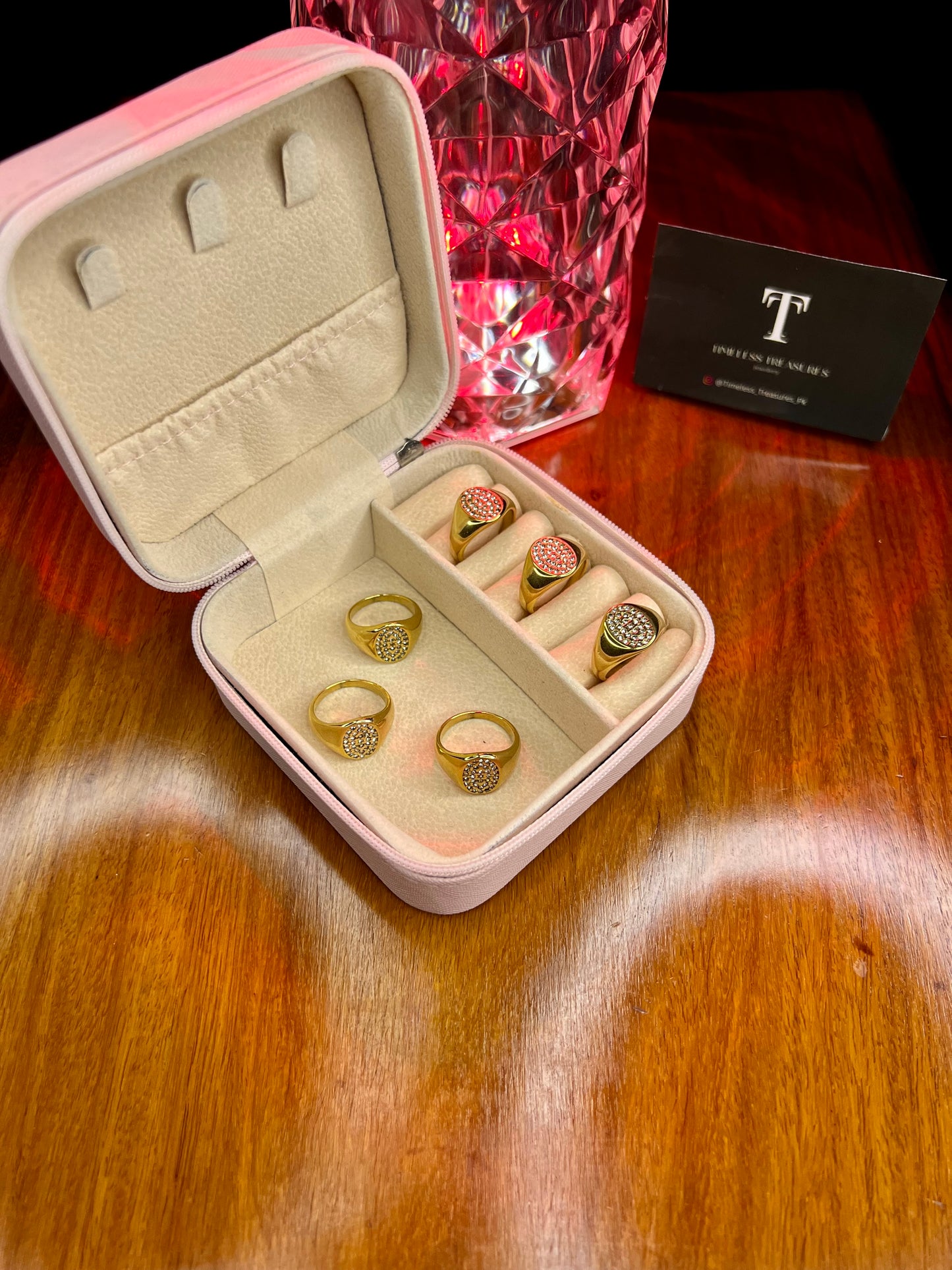 Premium Quality Stainless Steel 18k Golden Gem Ring