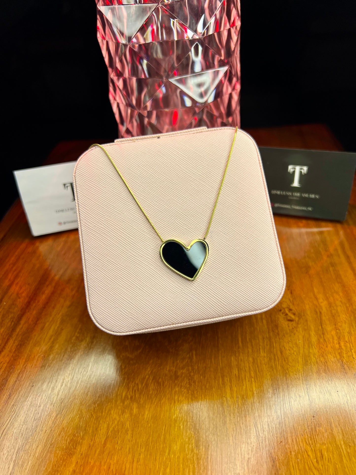 Premium Quality Stainless Steel 18k Black Hearts Necklace