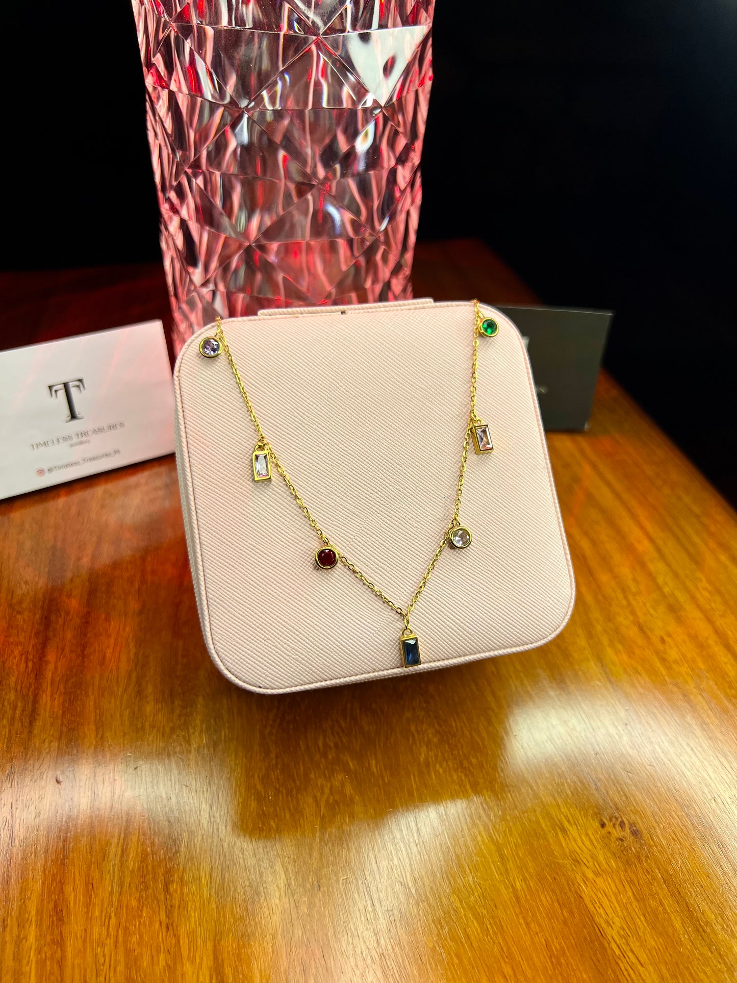 Premium Quality Stainless Steel 18k Luxury Stone Necklace