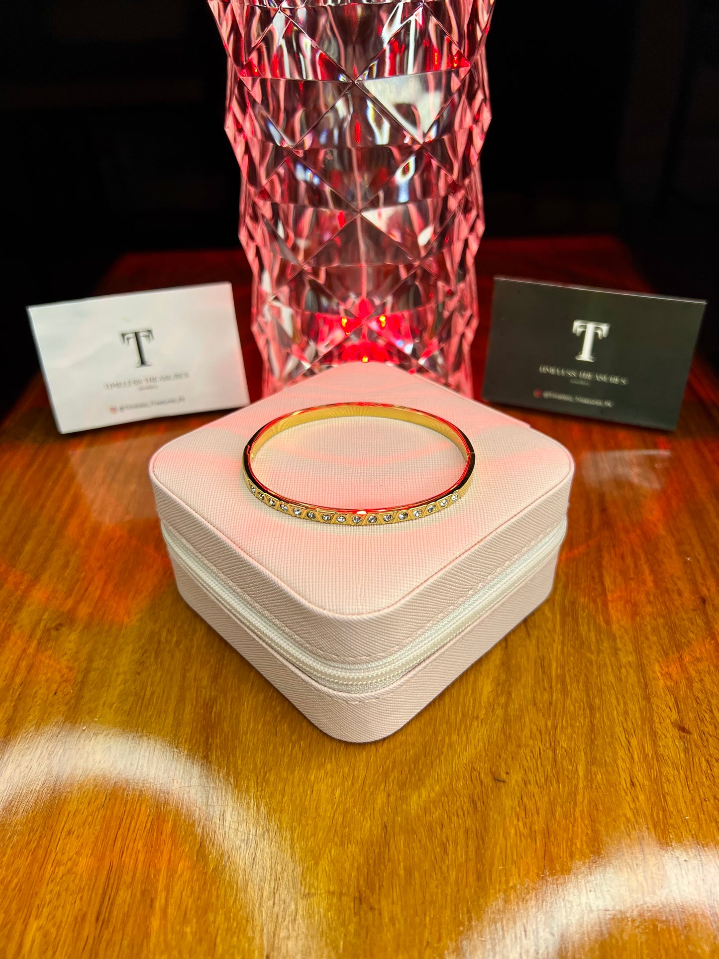 Premium Quality Stainless Steel 18k Crystal Kissed Bangle