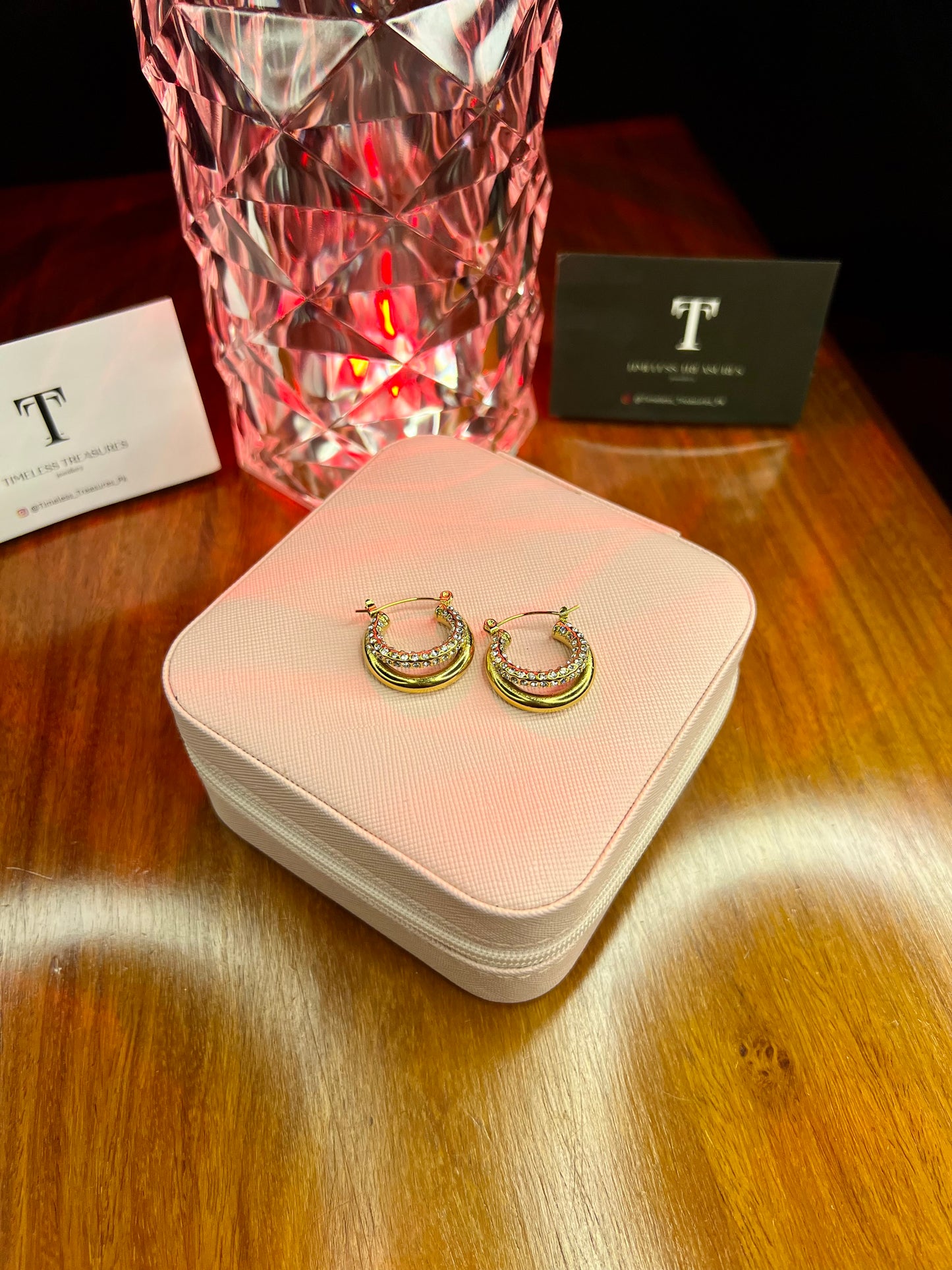 Premium Quality Stainless Steel 18k Celeste Spark Hoops