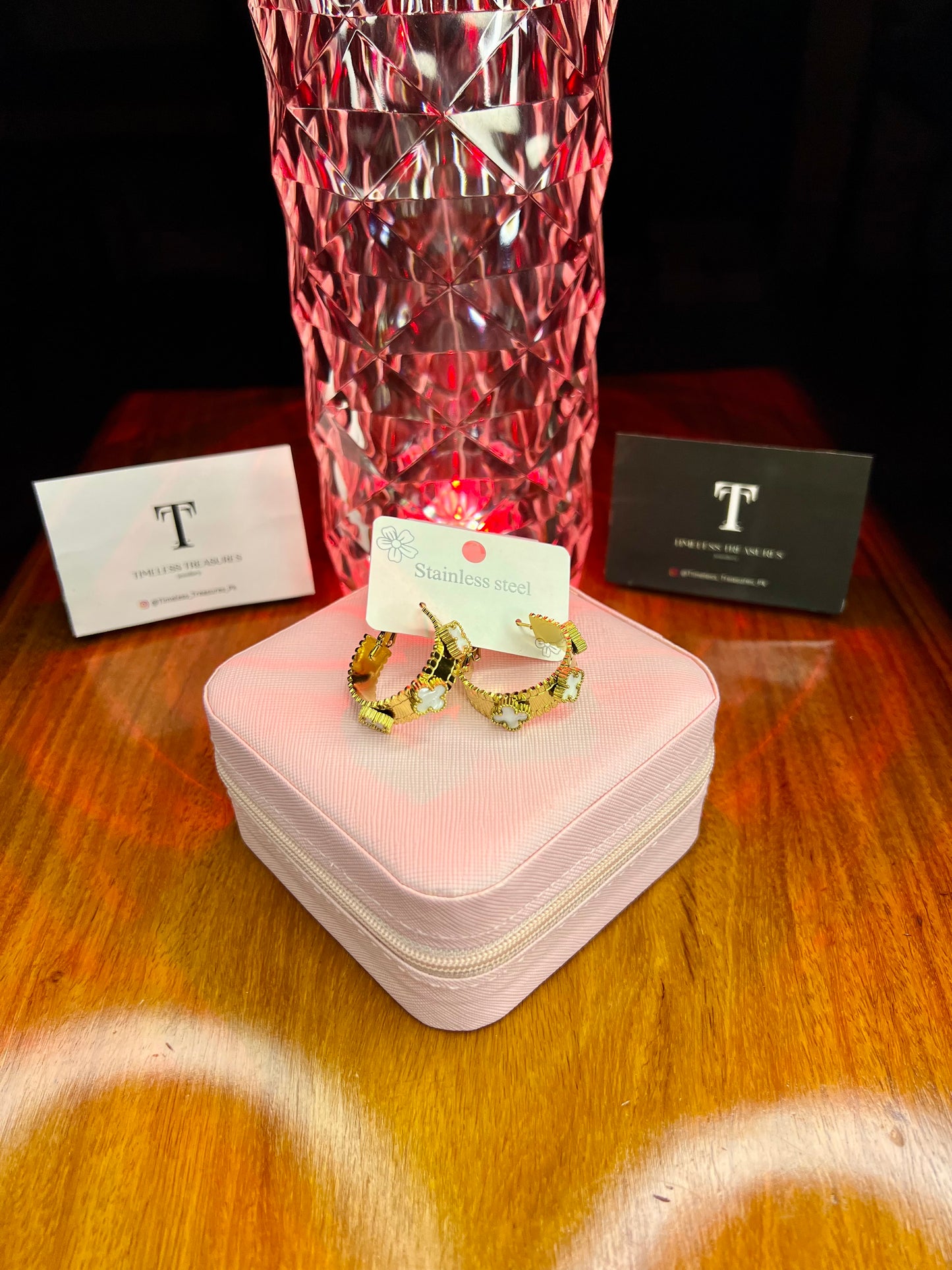 Premium Quality Stainless Steel 18k White Clover Luxury Earrings