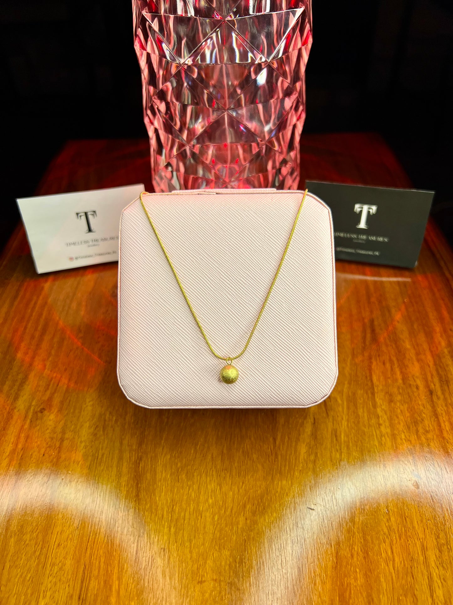 Premium Quality Stainless Steel 18k Gem Ball Necklace