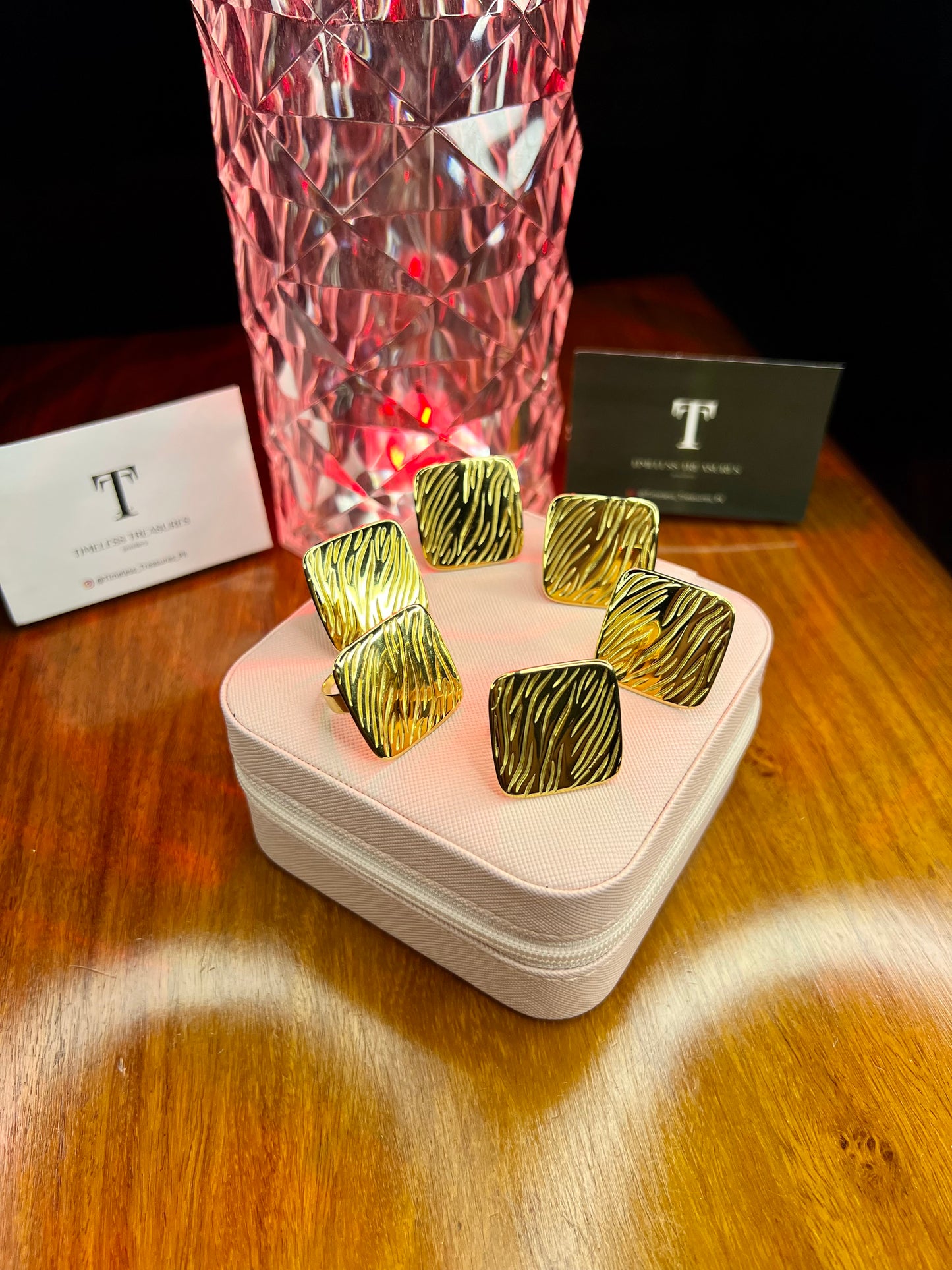 Premium Quality Stainless Steel 18k Large Square Shape Ring