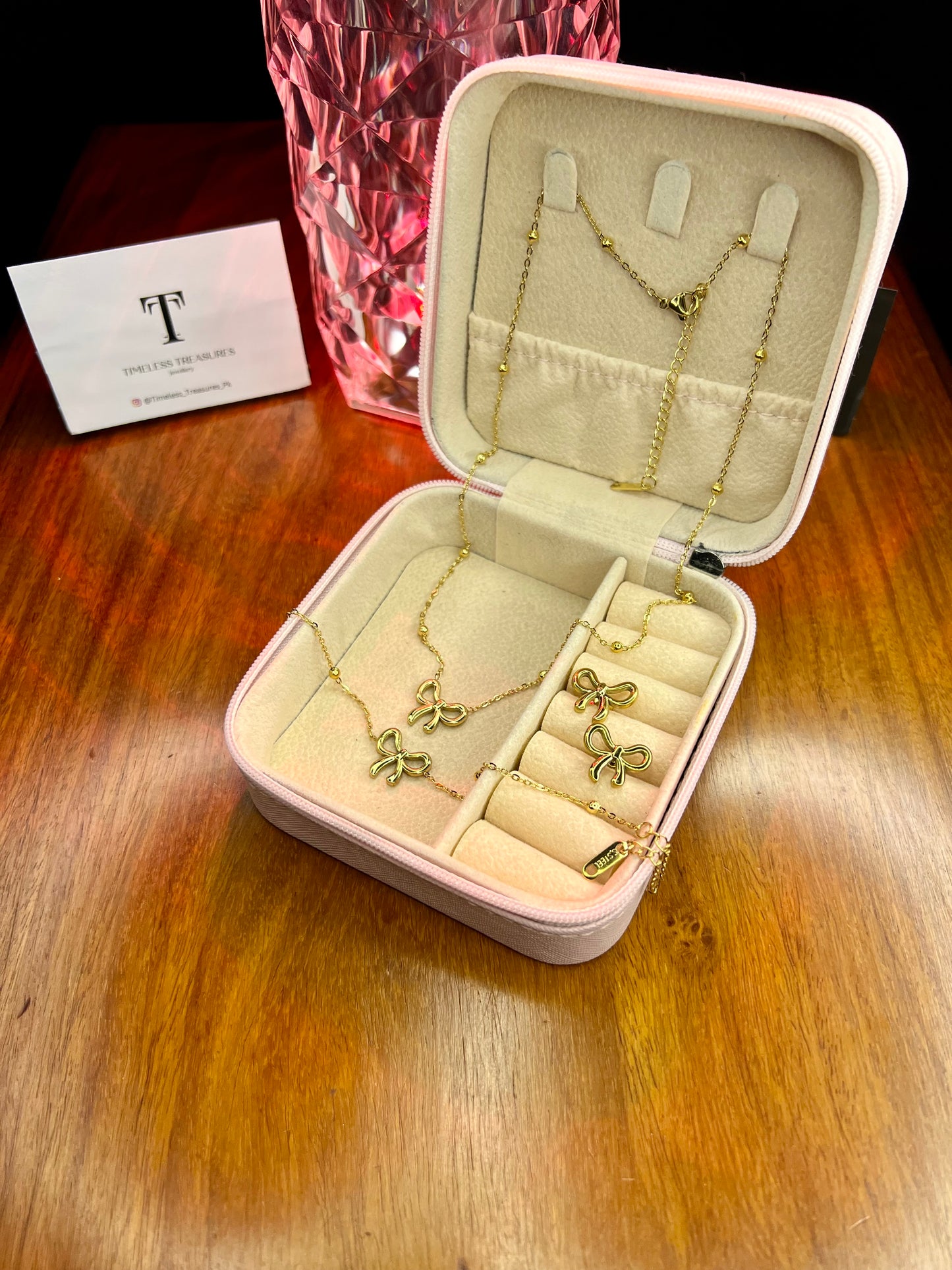 Premium Quality Stainless Steel 18k Bow Design 3pc Set