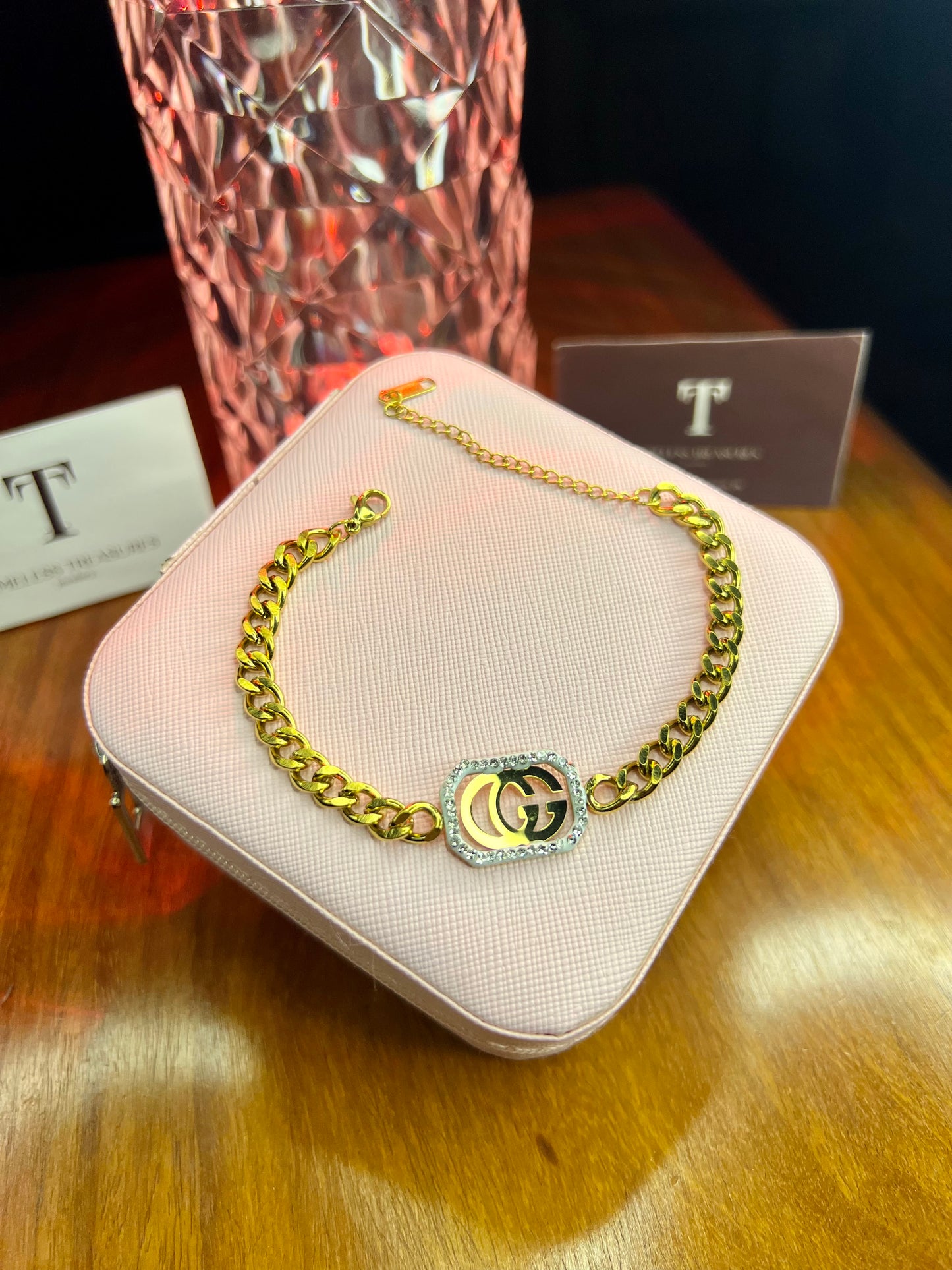 Premium Quality Stainless Steel 18k Diamantés Branded Bracelet