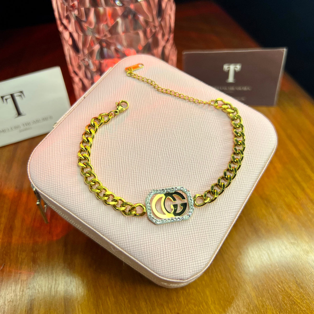 Premium Quality Stainless Steel 18k Diamantés Branded Bracelet