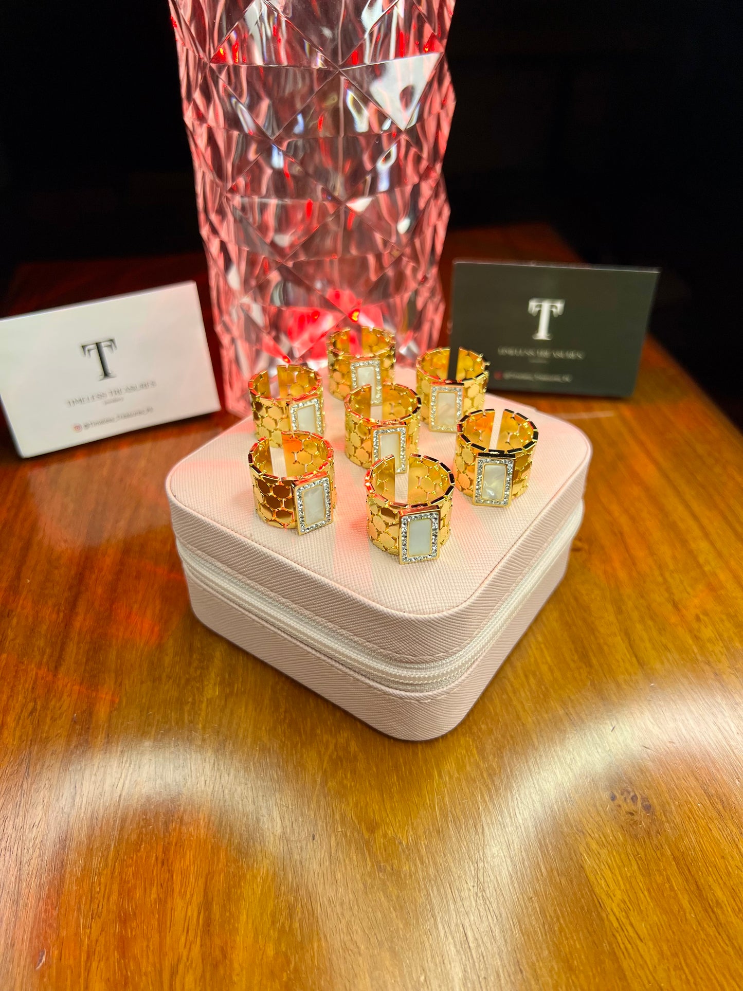 Premium Quality Stainless Steel 18k White Enamel Hexagon Ring