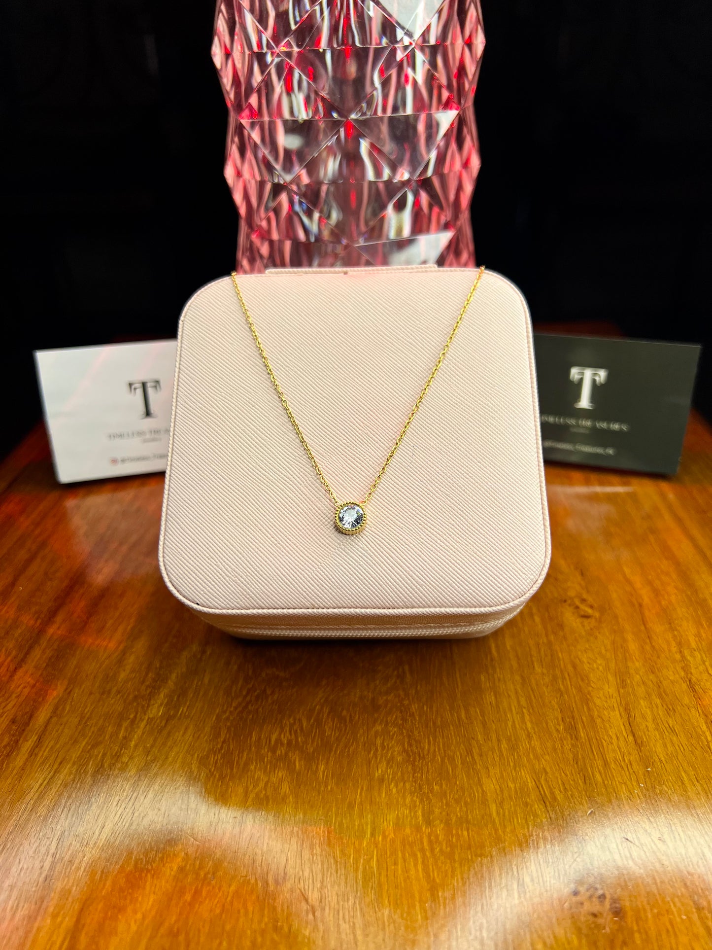 Premium Quality Stainless Steel 18k White Stone Necklace