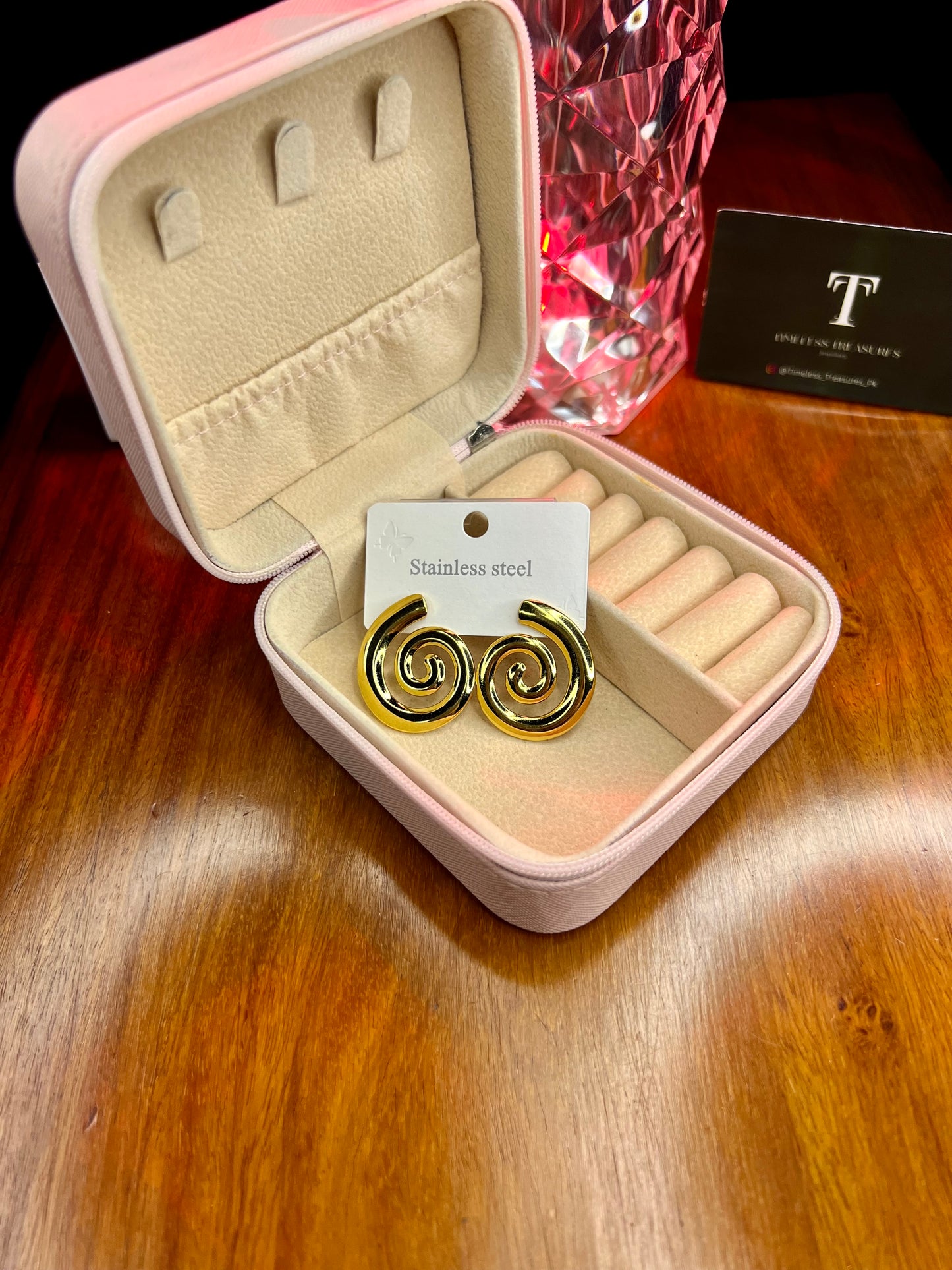 Premium Quality Stainless Steel 18k Vortex Swirl Earrings