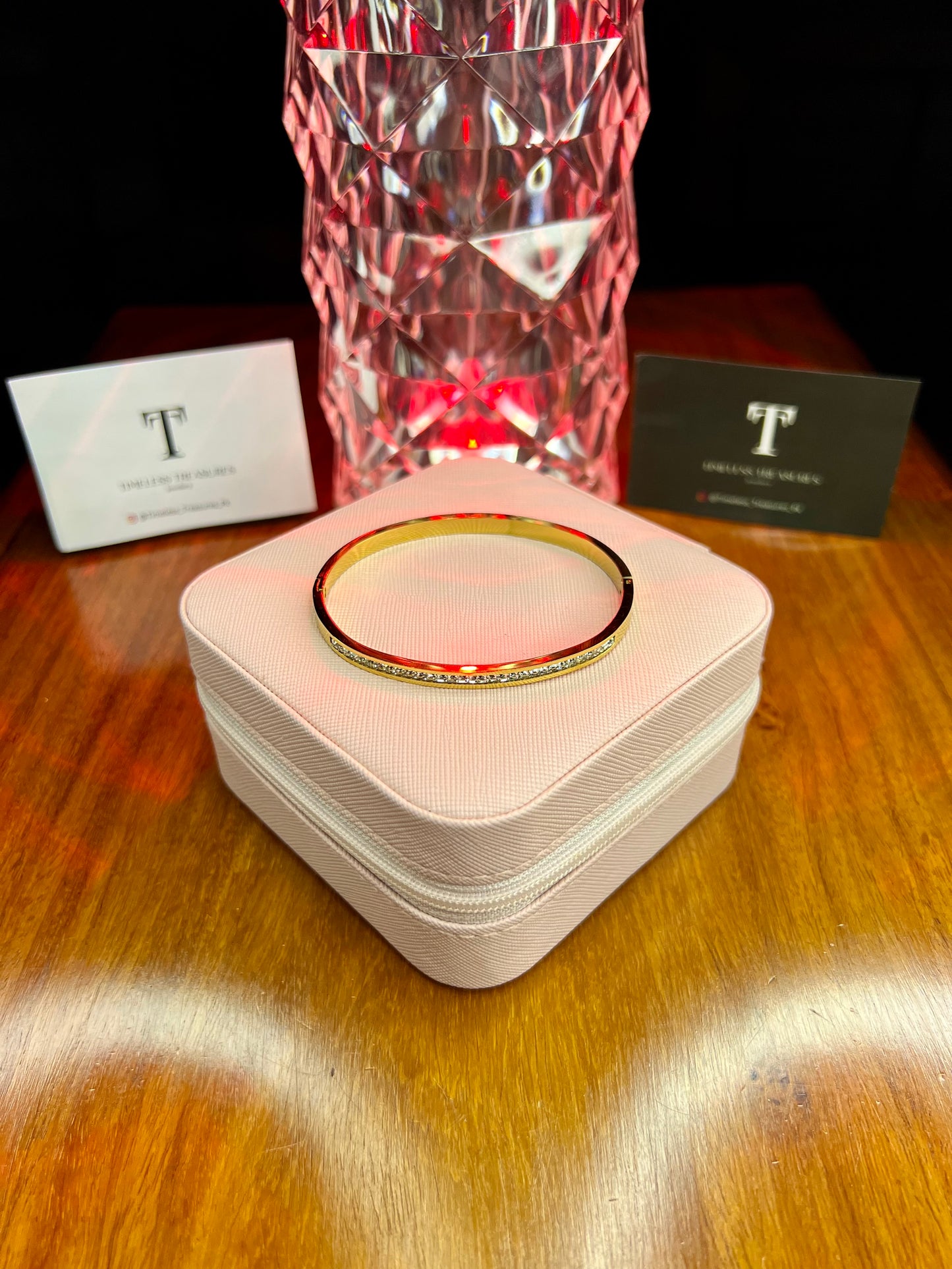 Premium Quality Stainless Steel 18k Rhinestone Sleek Handcuff