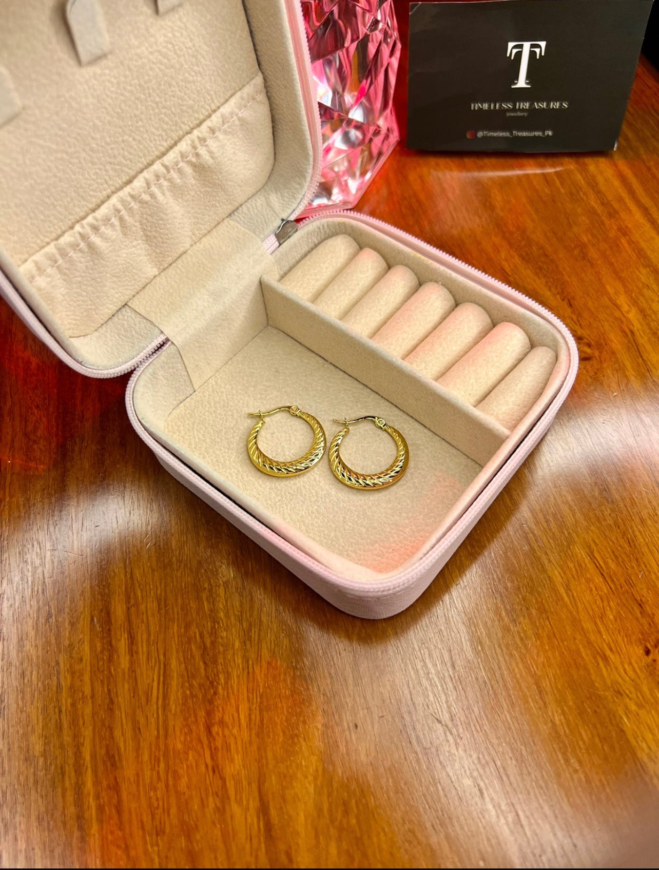 Premium Quality Stainless Steel 18k Twisted Lines Hoops
