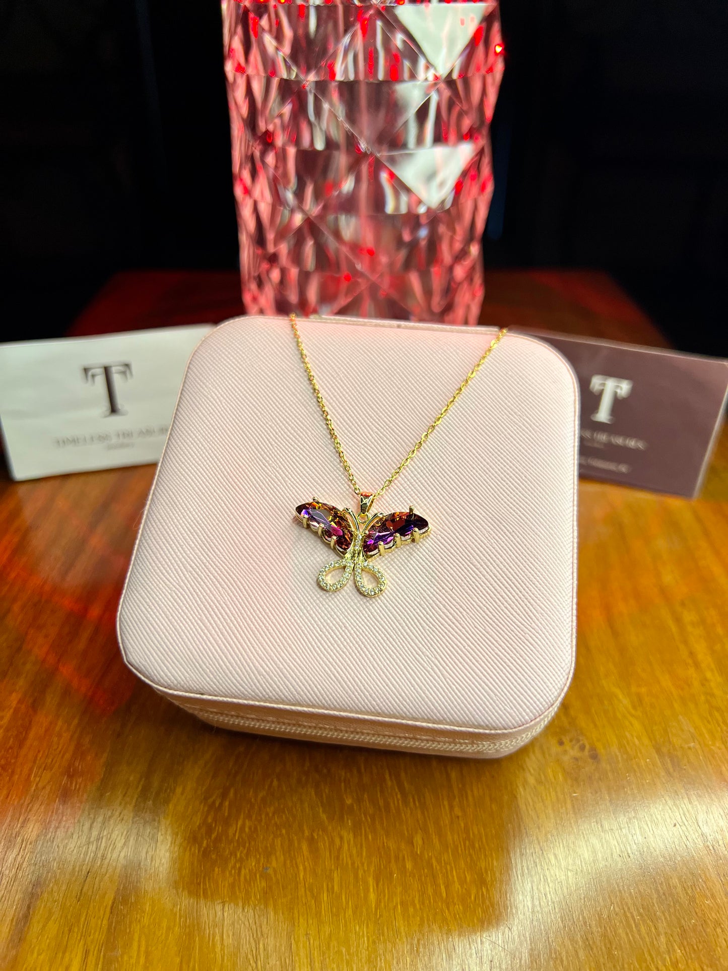 Premium Quality Purple Stone Butterfly Necklace