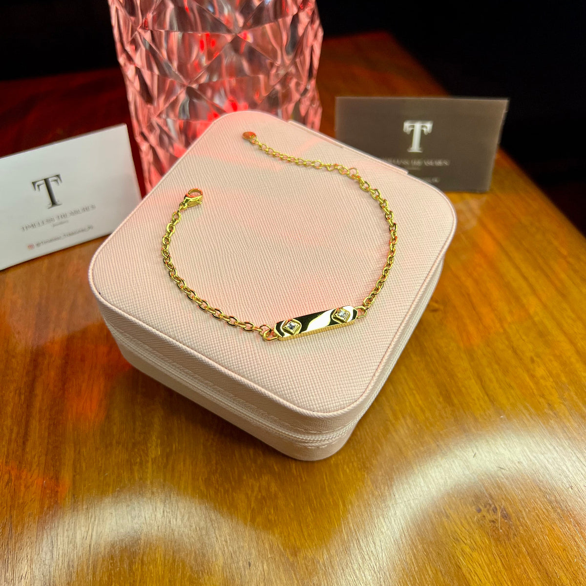 Premium Quality Stainless Steel 18k Gold Stone Bracelet