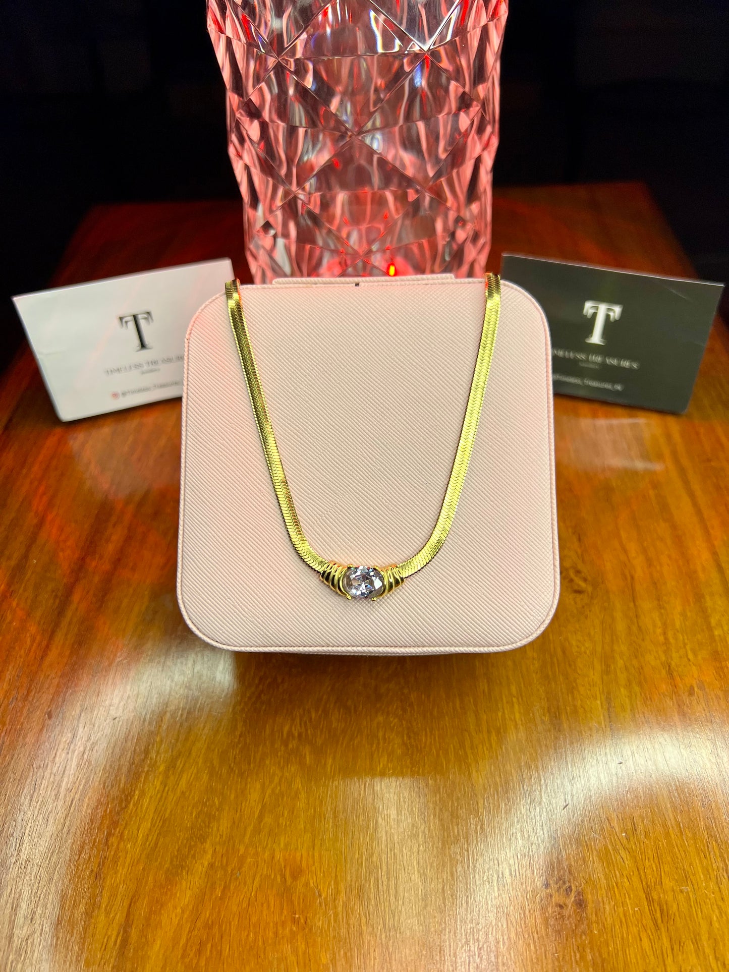 Premium Quality Stainless Steel 18k White Stone Necklace