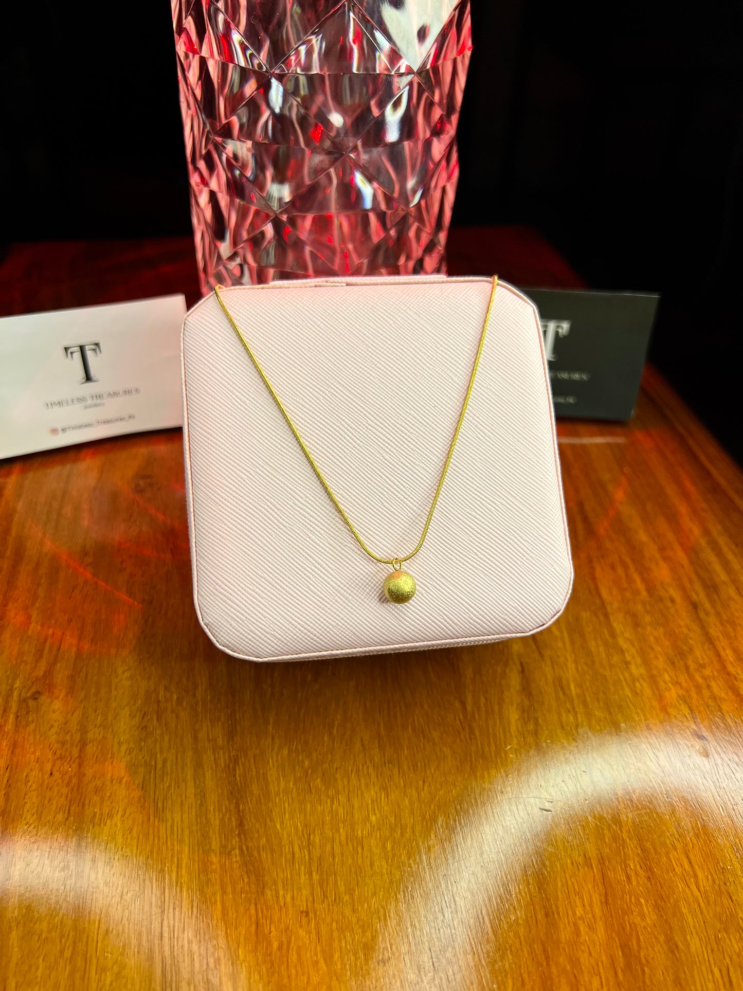 Premium Quality Stainless Steel 18k Gem Ball Necklace