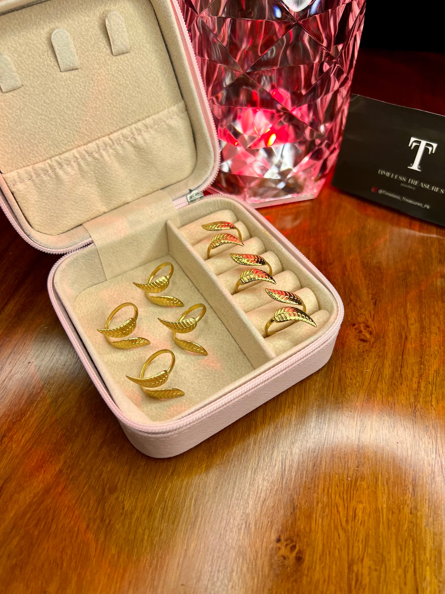 Premium Quality Stainless Steel 18k Arc Design Leaf Ring