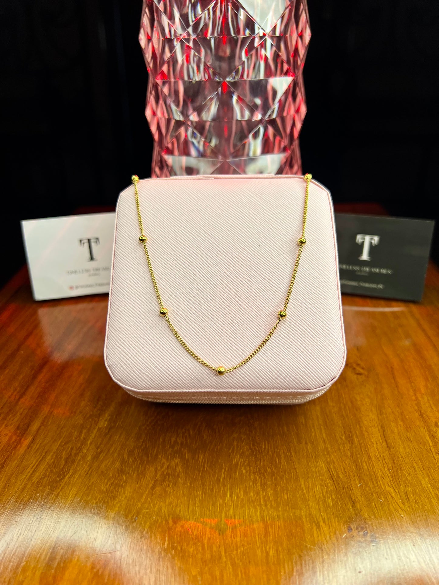 Premium Quality Stainless Steel 18k Glimmer Chain Ball Necklace