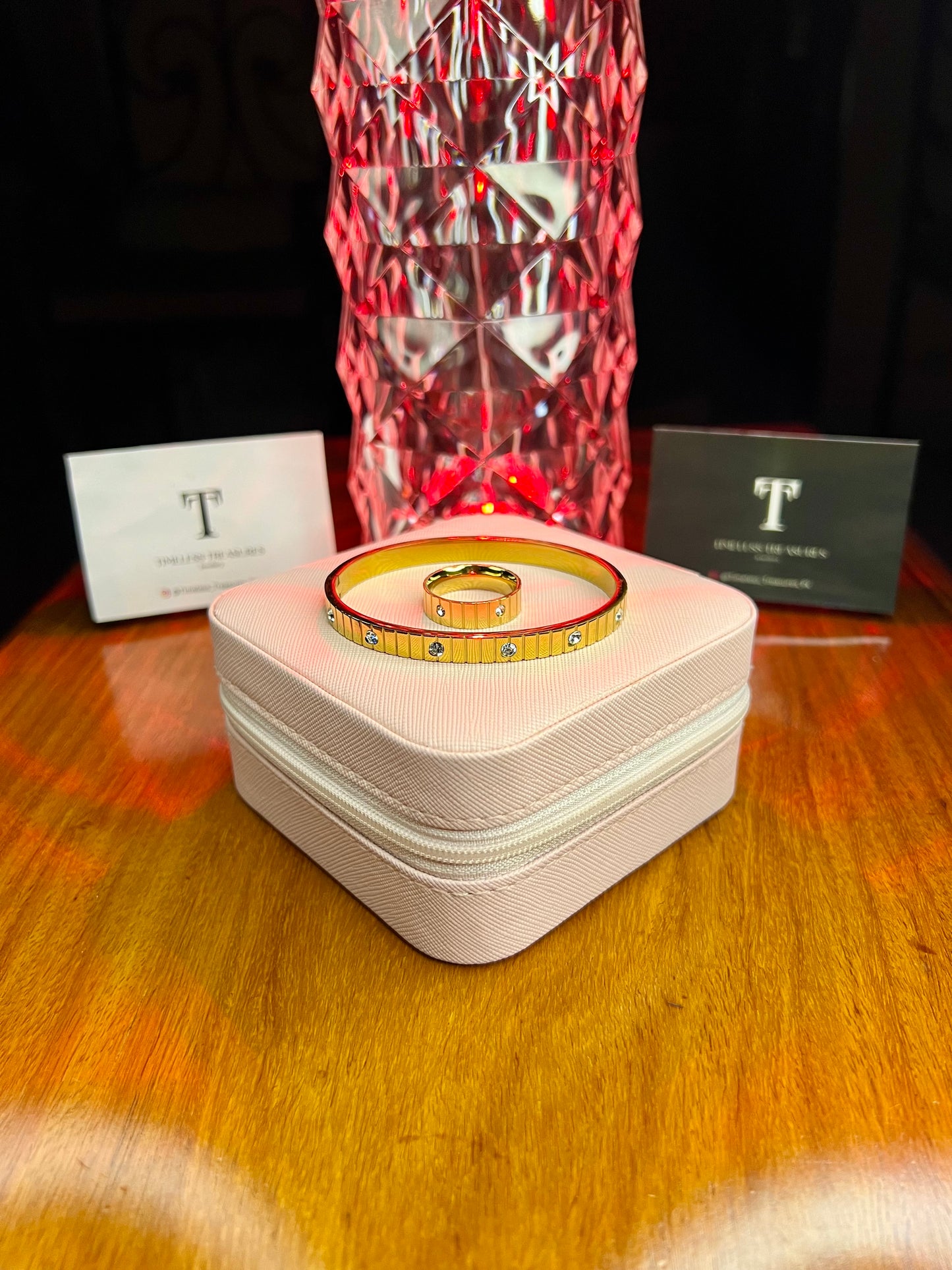 Premium Quality Stainless Steel 18k Empress Bangle and Ring Set